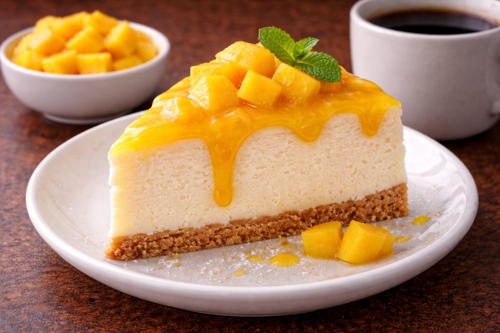 Cheesecake With Mango Topping