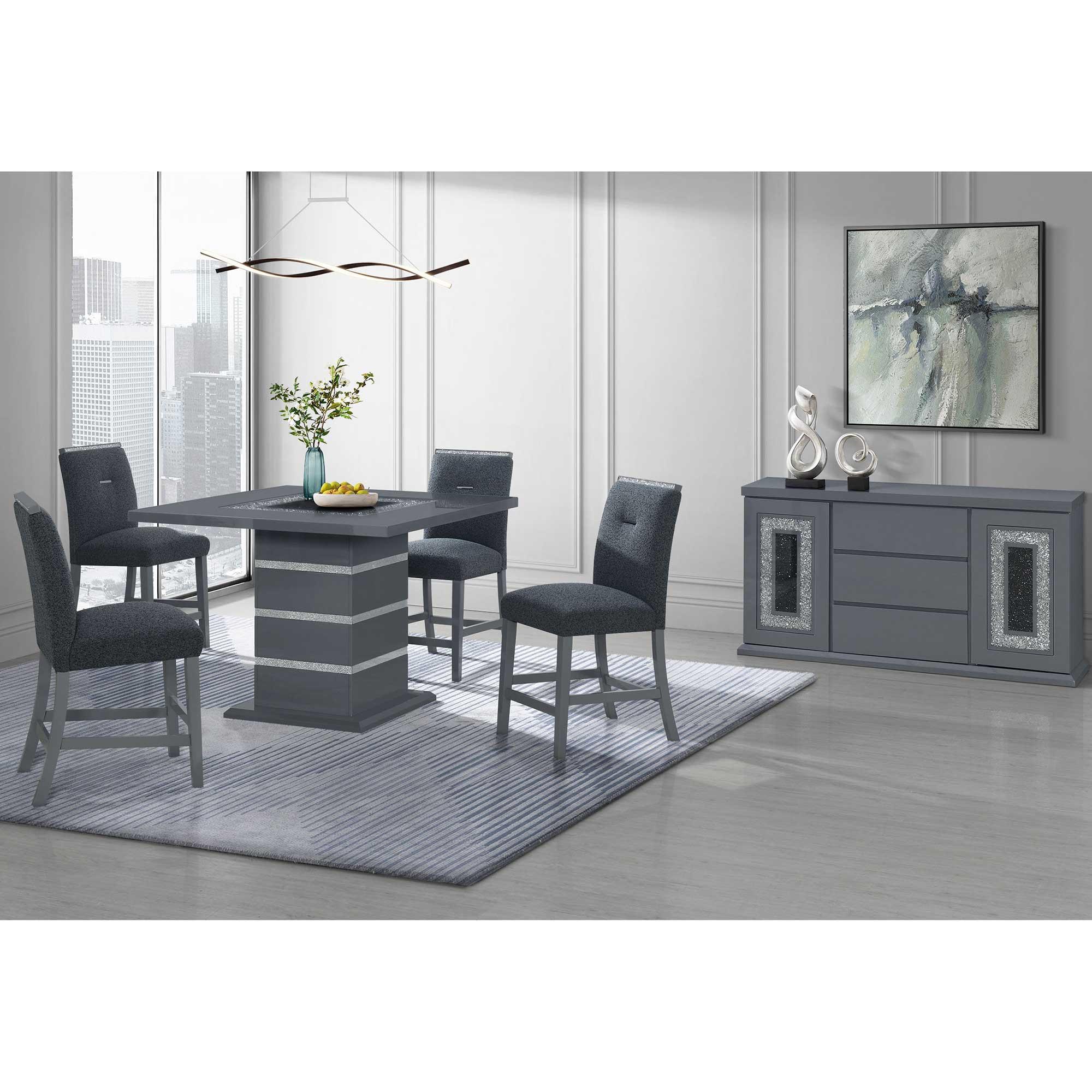 5 - Piece Dark Gray Barstool Dining Room Set