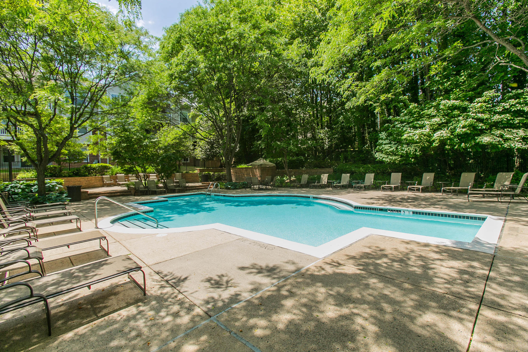 Pool and sundeck with sunny and shaded options