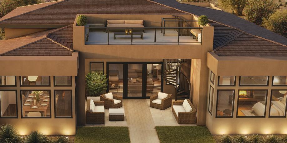 An optional rooftop deck with spiral staircase is an exceptional addition to your outdoor living space