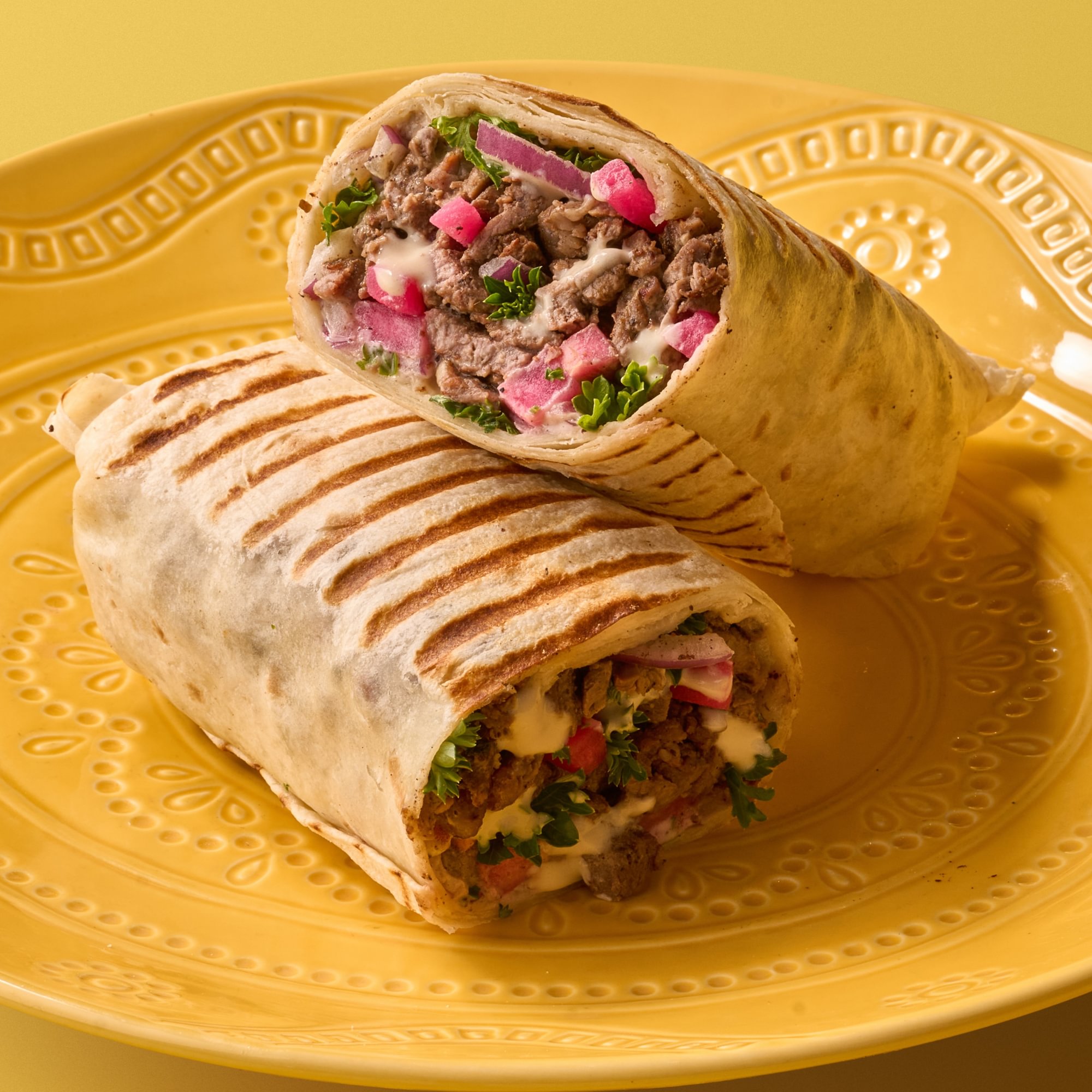 Beef Shawarma Saj Wrap