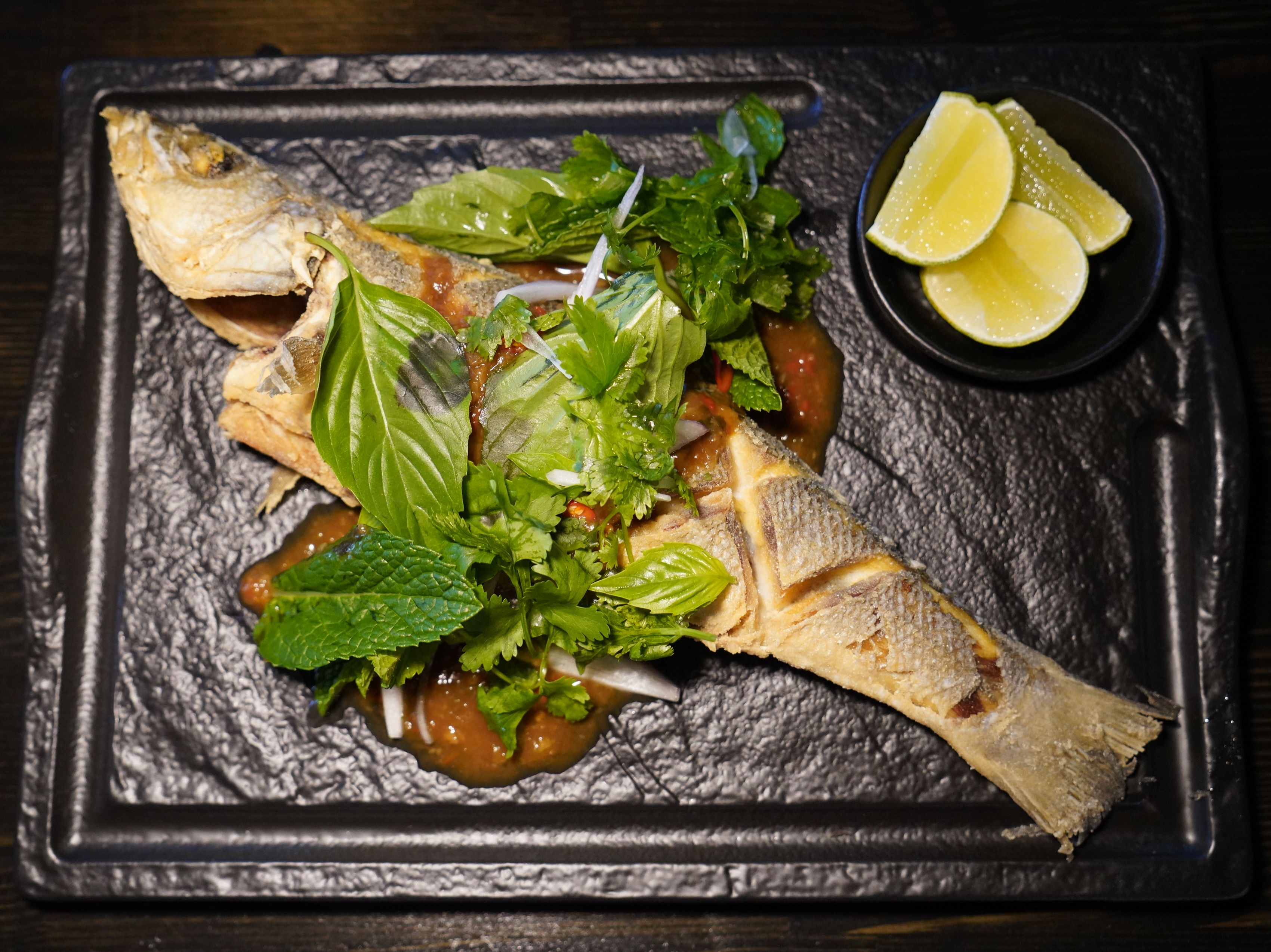 WHOLE FRIED BRANZINO FISH