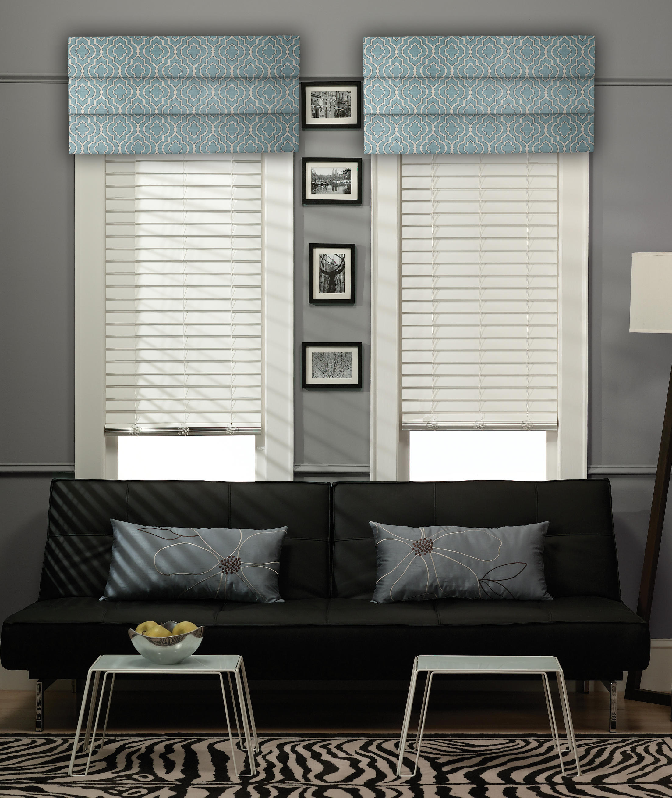 Faux wood blinds in white