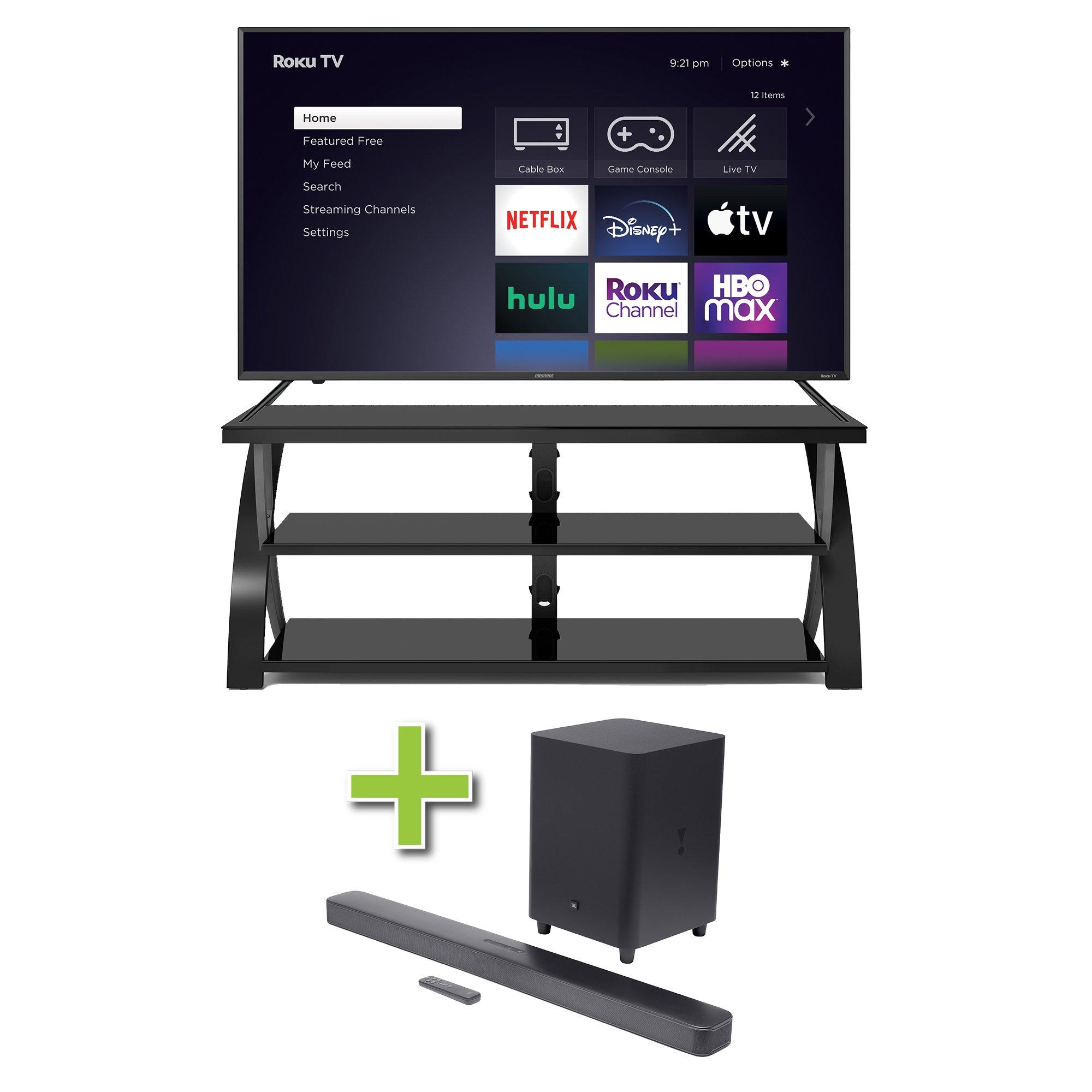 55" Element TV w/ Soundbar & TV Stand