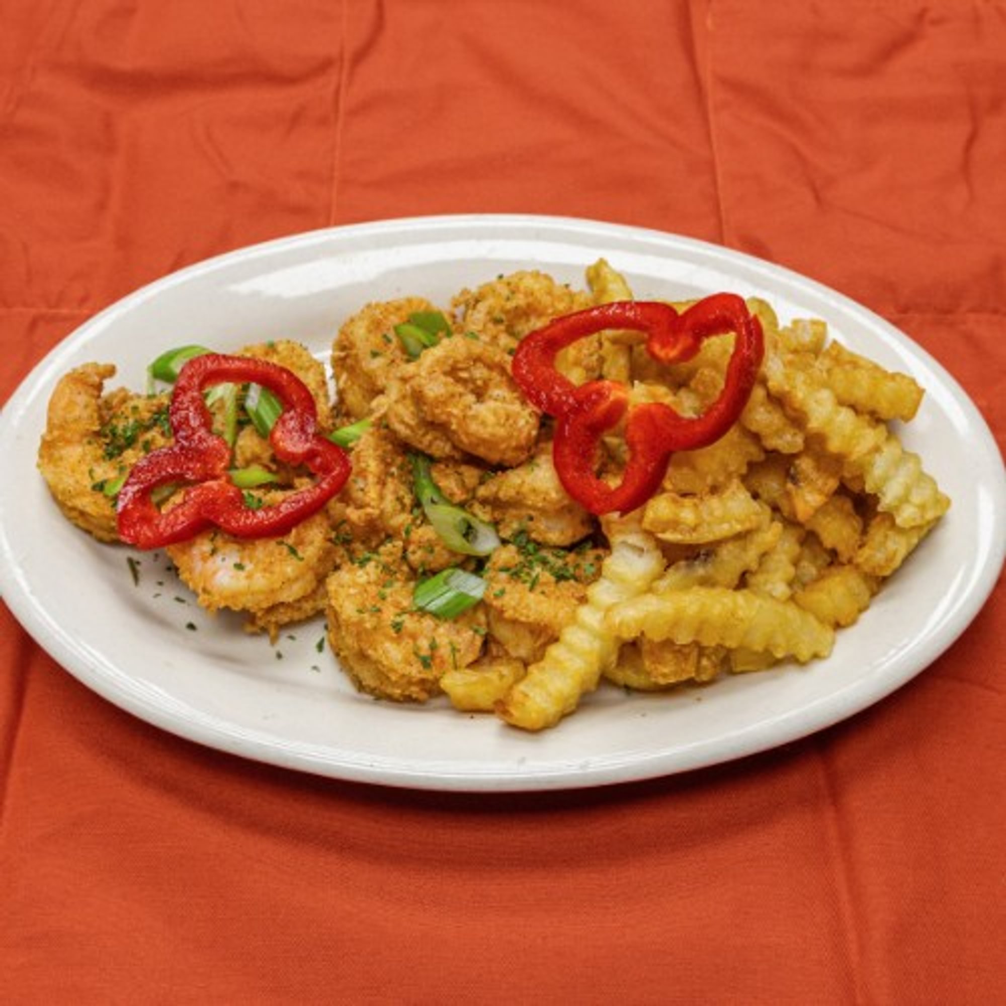 Fried Shrimp with Crinkle Fries