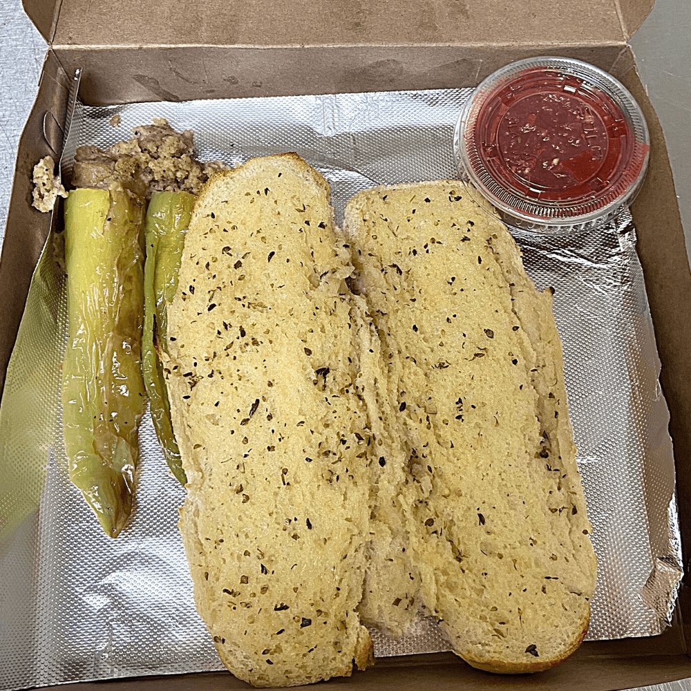 Stuffed Hot Peppers with Garlic Bread