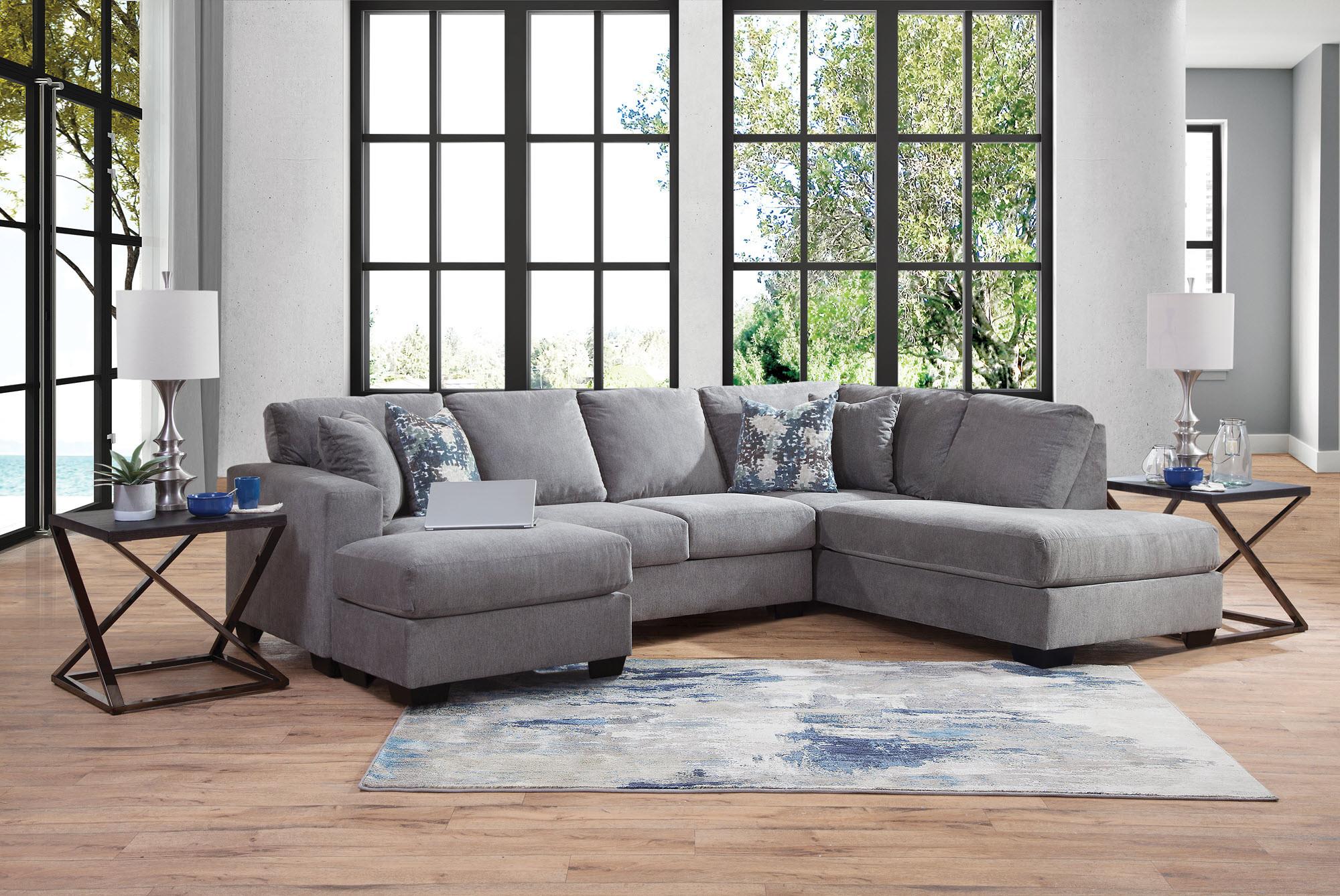 Jillian Graphite Sofa Chaise w/Lounger