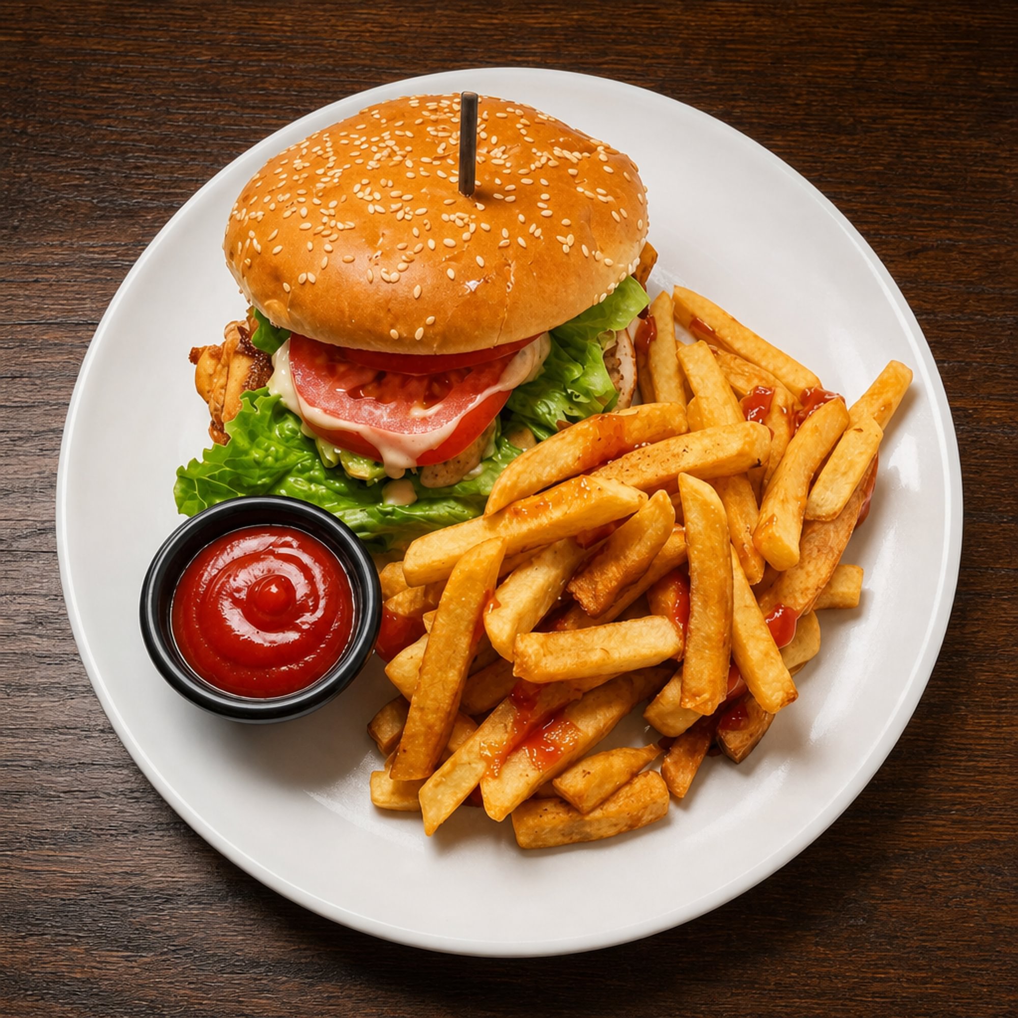 Sándwich De Pollo Con Papas Fritas / Chicken Sandwich with Fries