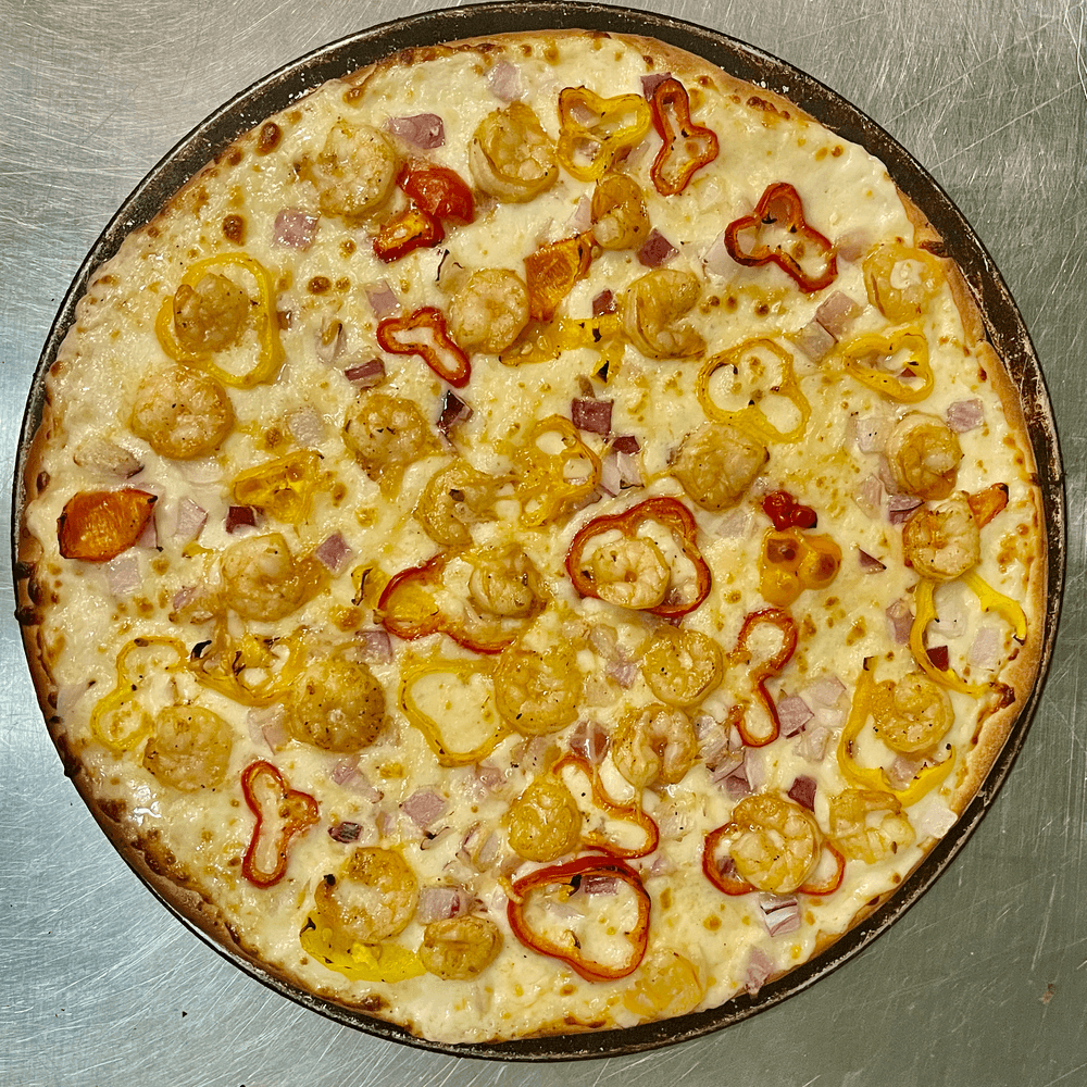 Cajun Shrimp Alfredo Pizza