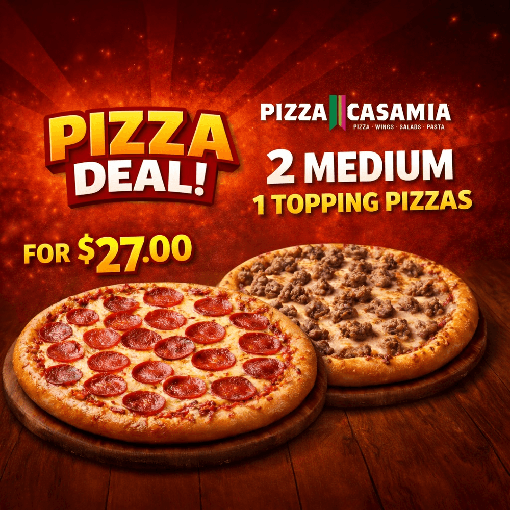 Double Deal 2 Medium 2-Topping Pizzas