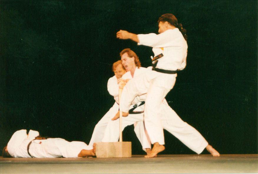 This is my first bat break in front of a large audience...I believe it was in 1993 in Chico California at a demonstration put on for Shugoro Nakazato after a weekend long karate camp put on by Kyoshi Pat Haley 8th degree...Great memories Kyoshi Haley...