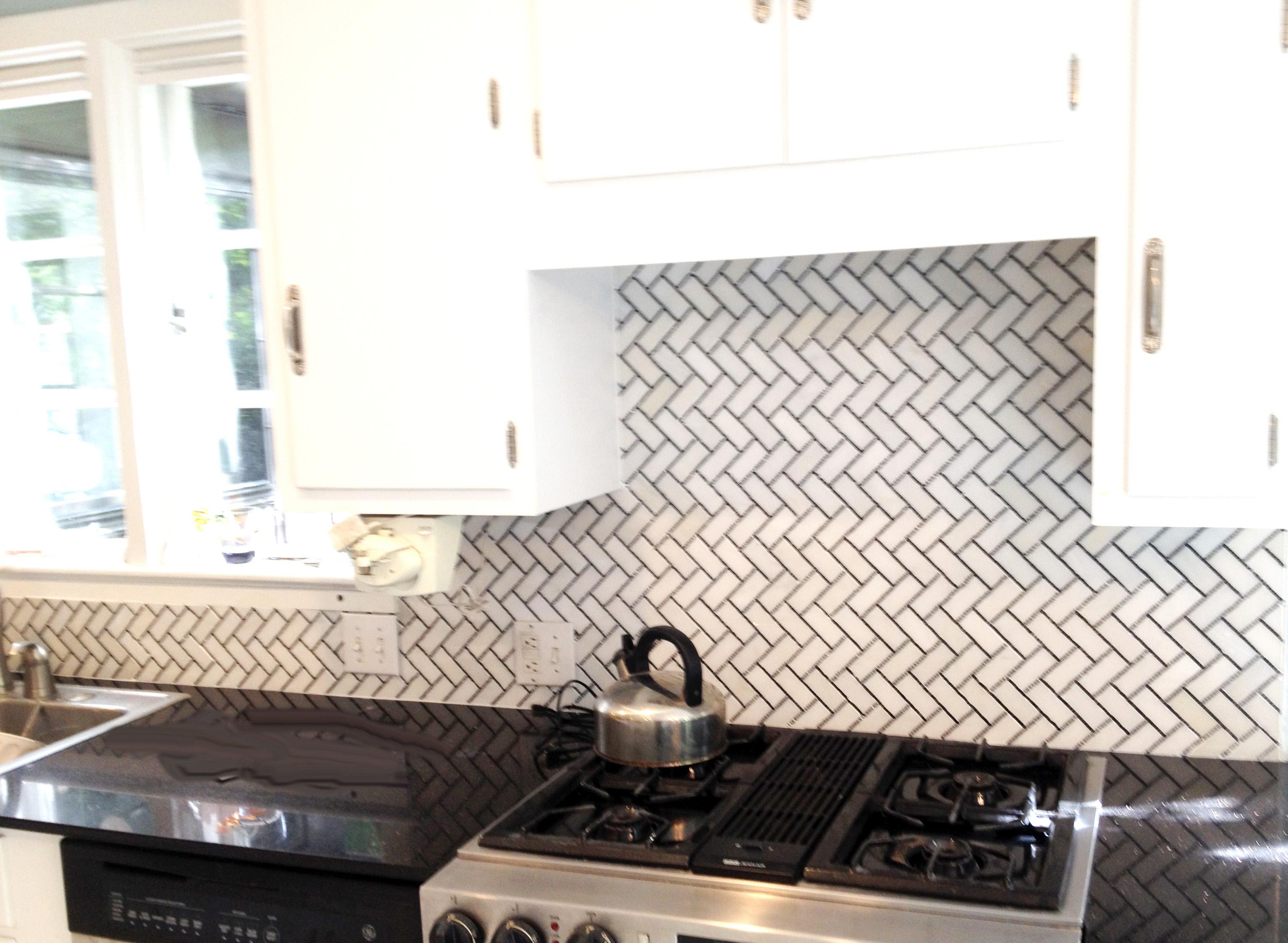 Back splash was change to work with new black and white floor