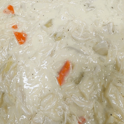 Any Soup Over Orzo with Feta