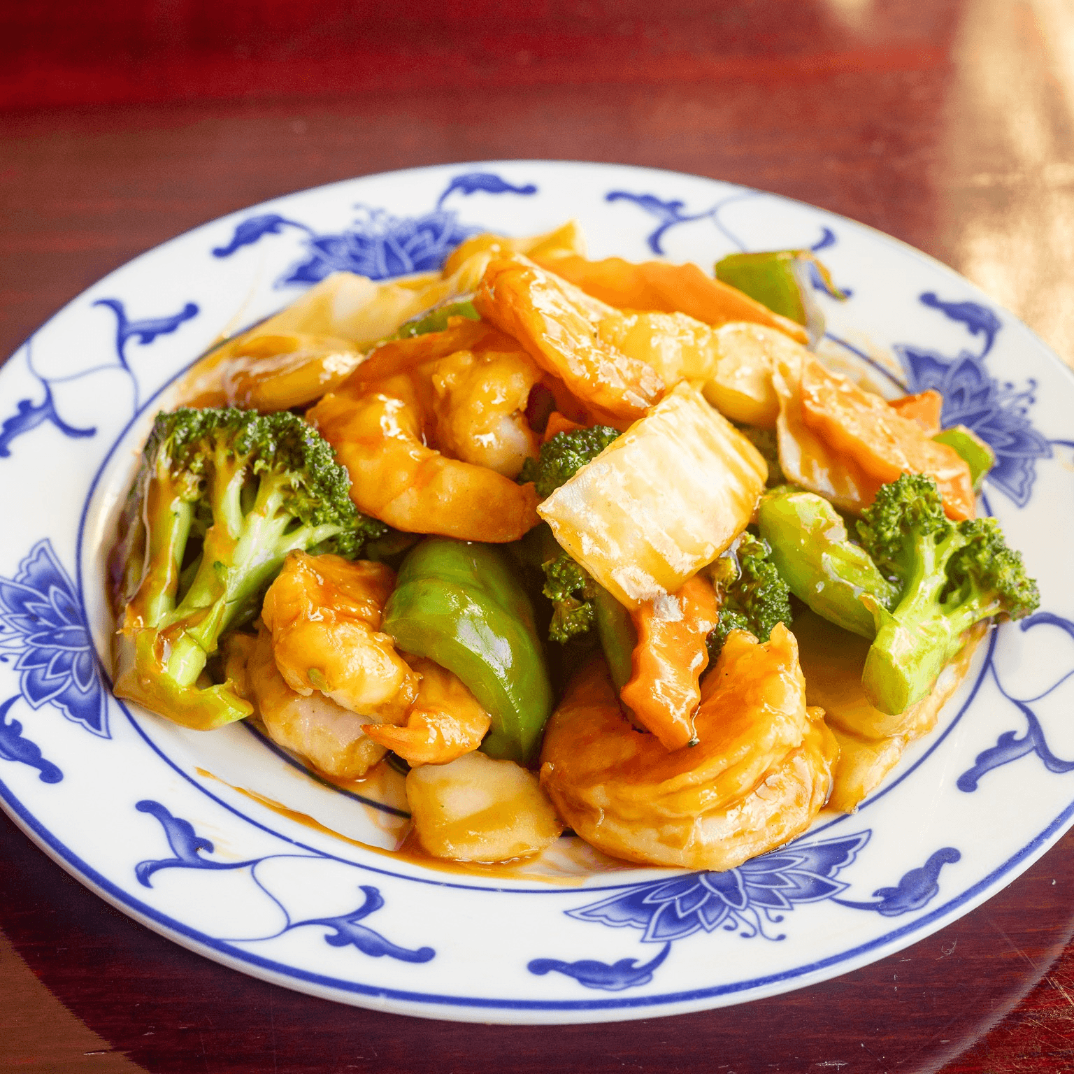 80. Jumbo shrimp with mixed vegetables