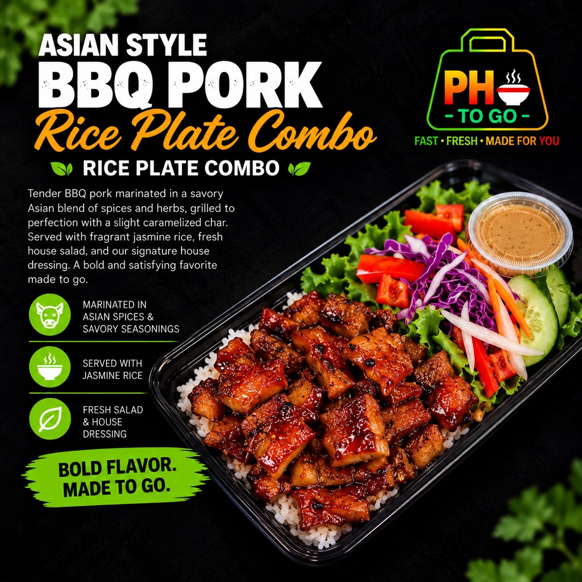 A10: Asian Style BBQ Pork Rice Plate Combo