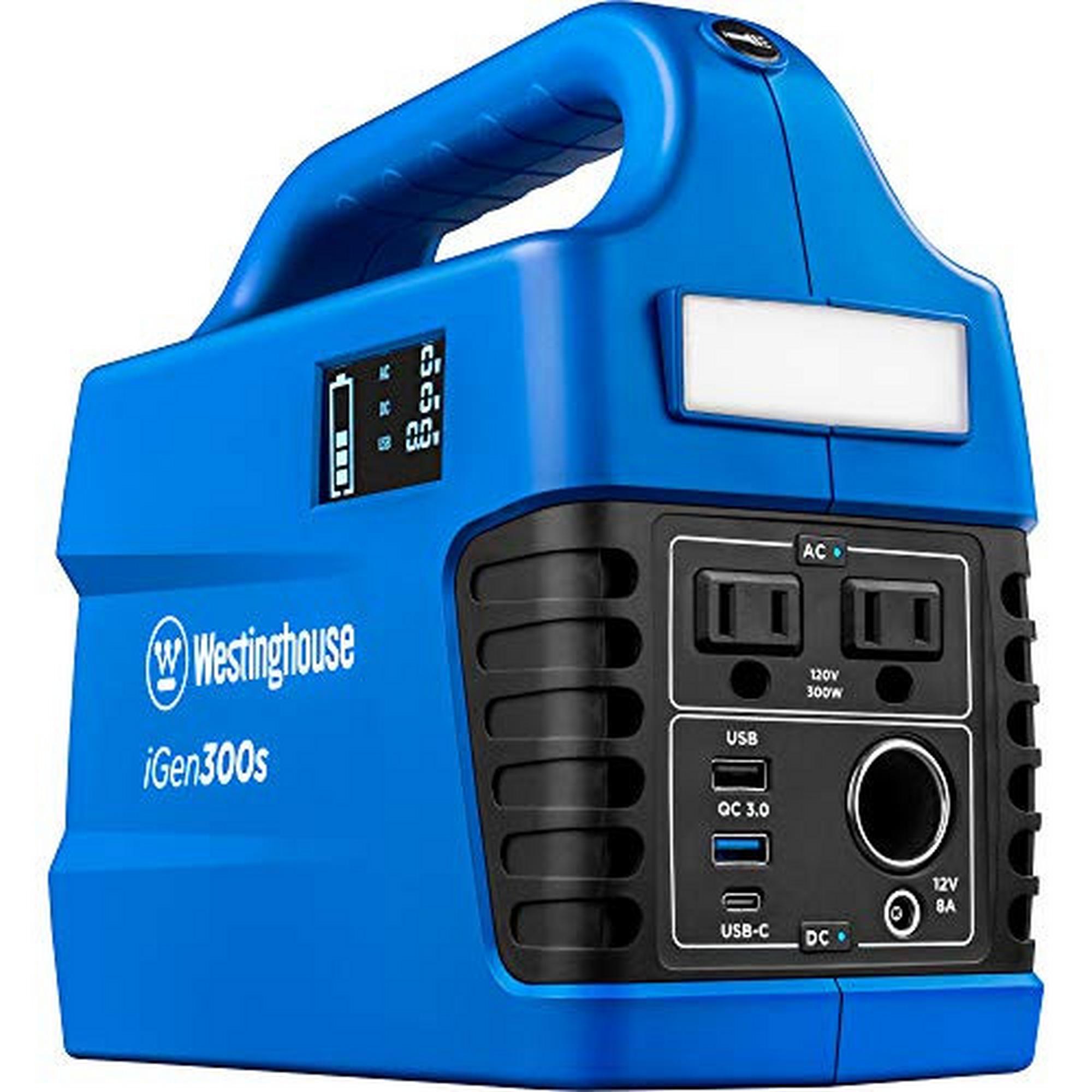 Westinghouse 296Wh 600 Peak Watt Portable Power Station and Solar Generator, Pure Sine Wave AC Outle