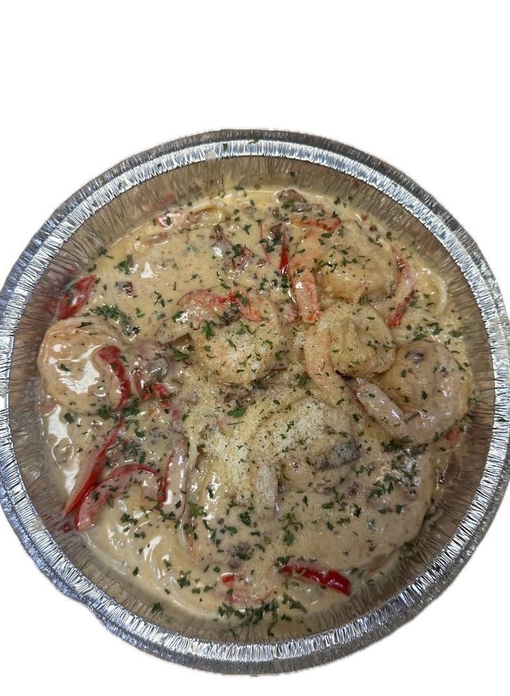 Chicken & Shrimp Carbonara Pasta