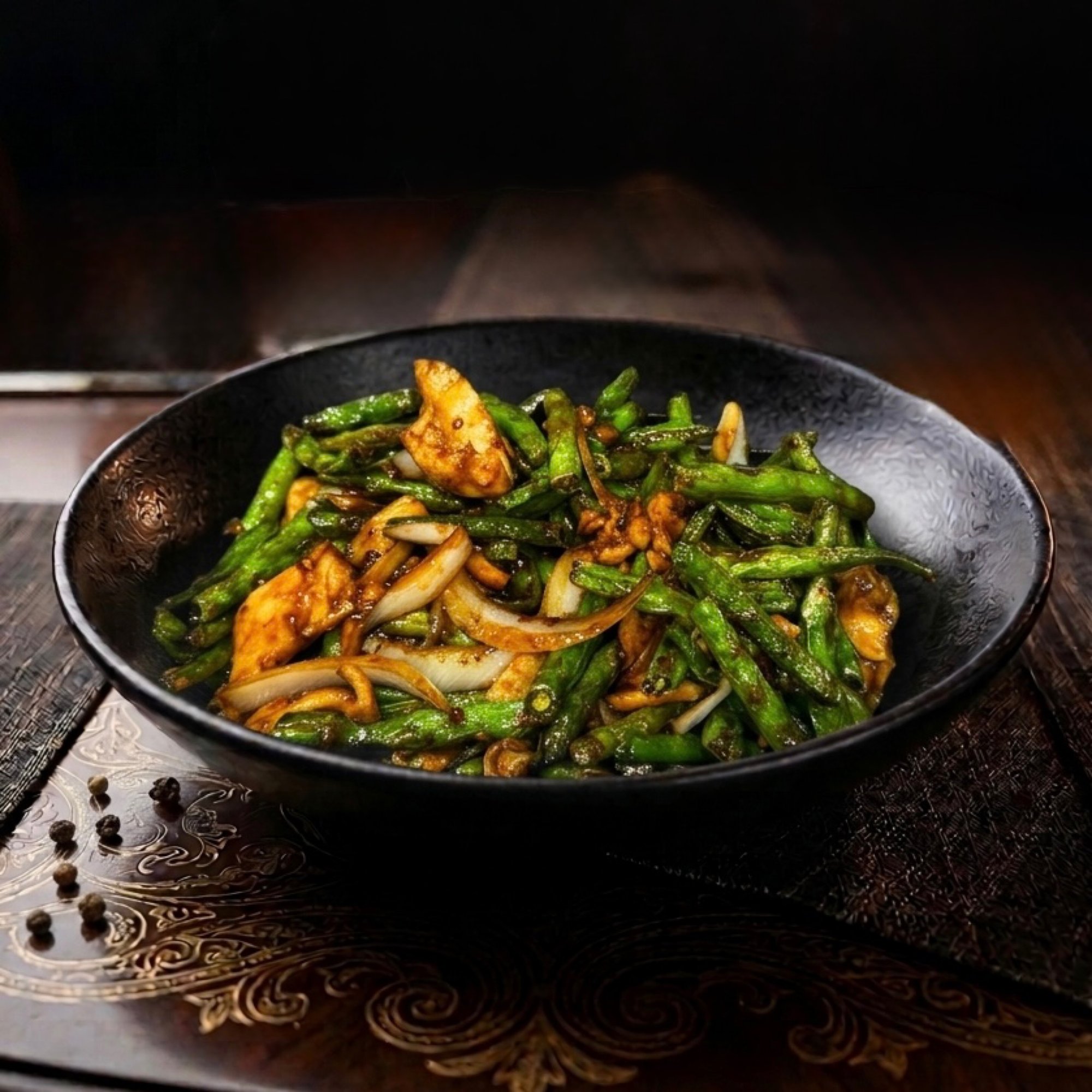String Bean Chicken in Szechuan Sauce