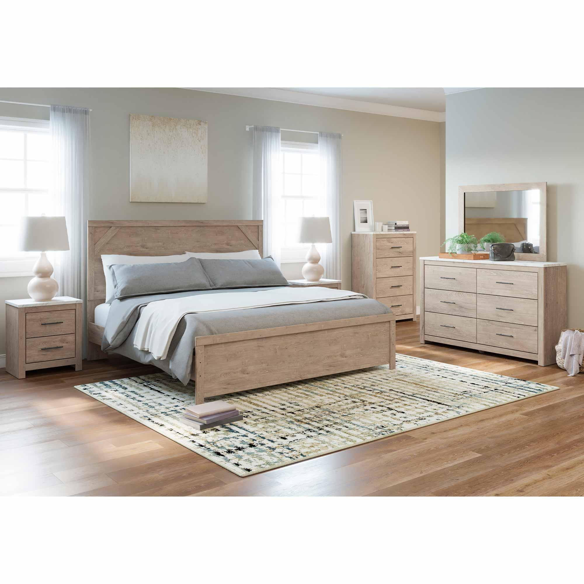Queen Senniberg Bed w/Chest, Dresser, Mirror, Nightstand