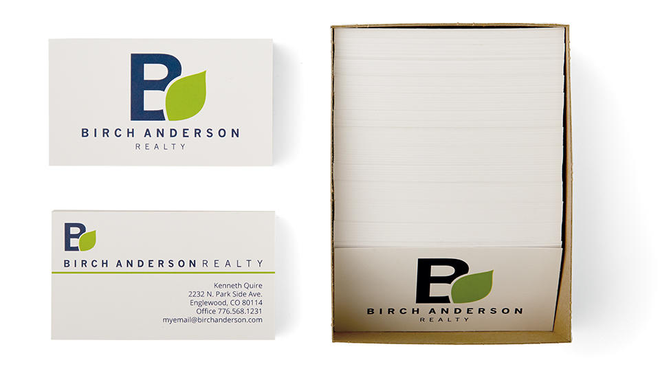 Realty business cards on white background