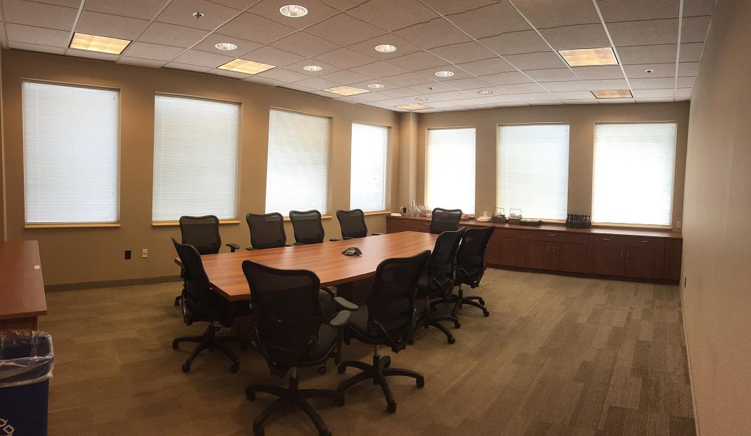 Keep your office cool with crisp, functional Aluminum Blinds.  This Phillipsburg conference room is ready for major presentations and video calls, even on the sunniest days.   BudgetBlindsPhillipsburg  AluminumBlinds  CommercialBlinds  BlindedByBeauty  FreeConsultation  WindowWednesday