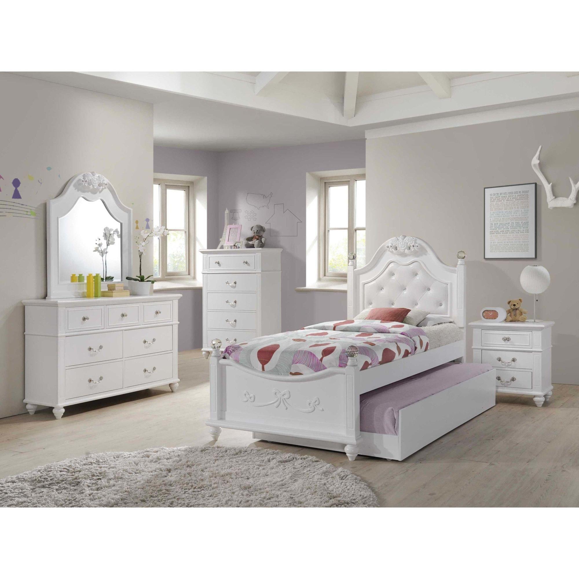 Twin Alana Bed w/Trundle, Chest, Dresser, Mirror, Nightstand