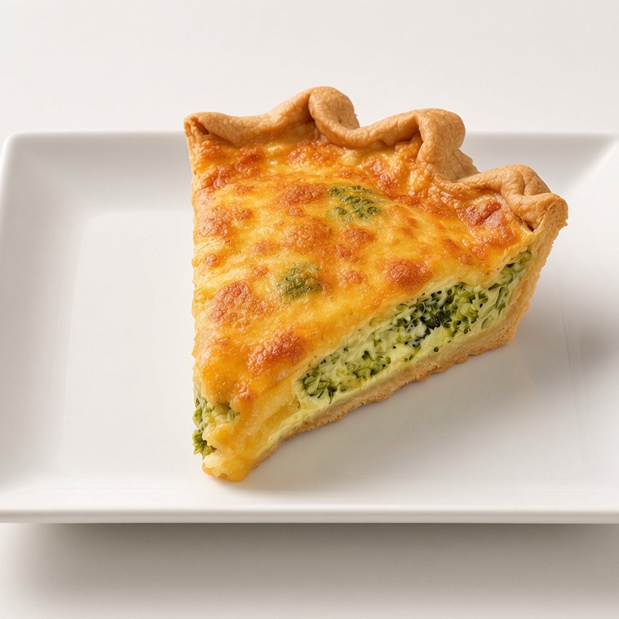 Broccoli and Cheddar Quiche Slice-Vegetarian