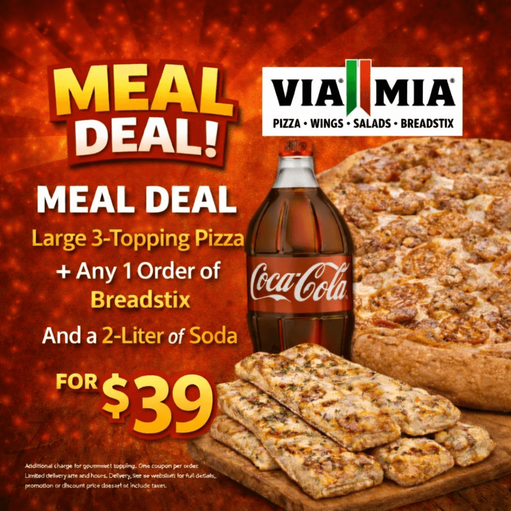 Large 3 Topping Pizza + Any 1 Order of Breadstix And a 2 Liter of SODA