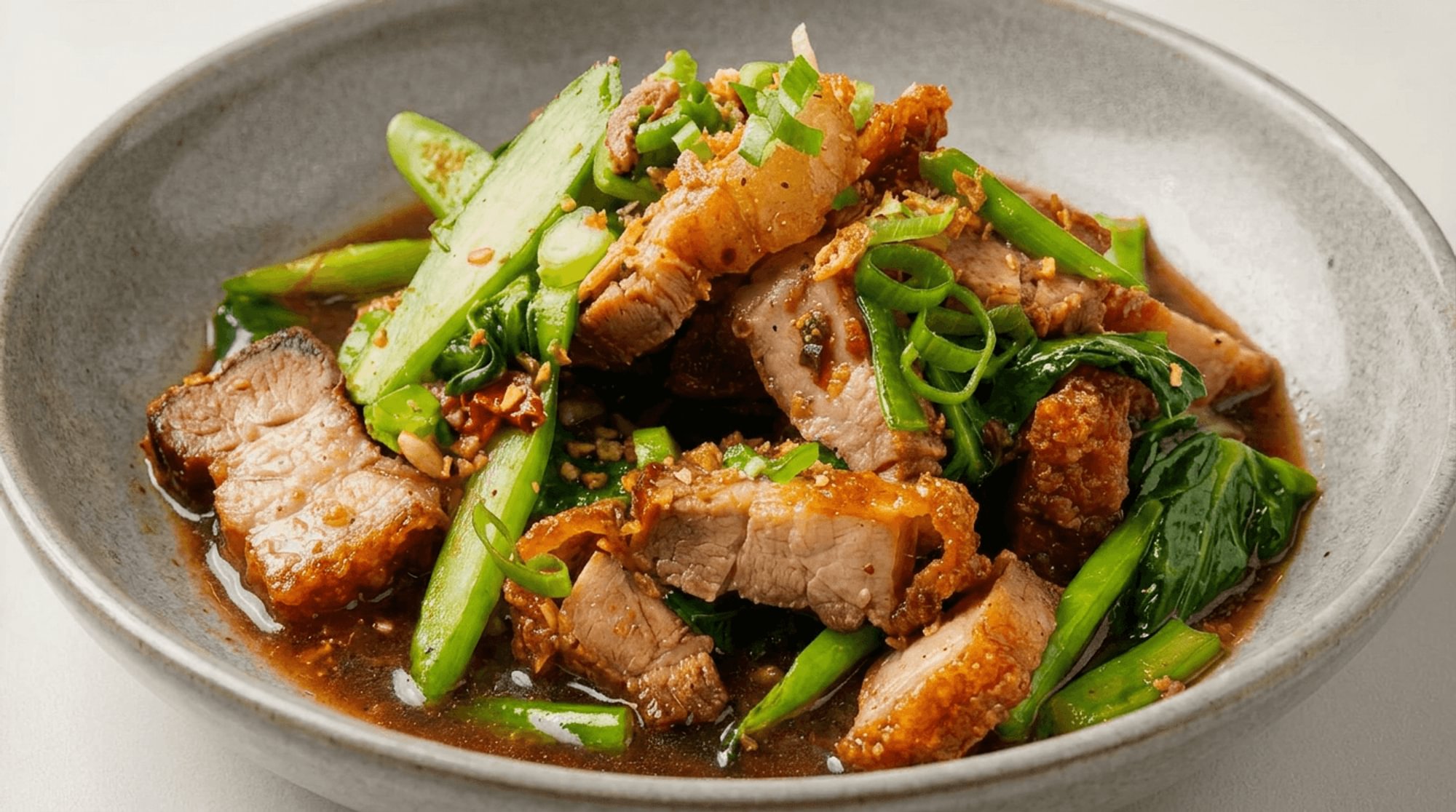 Crispy Pork Belly with Chinese Broccoli