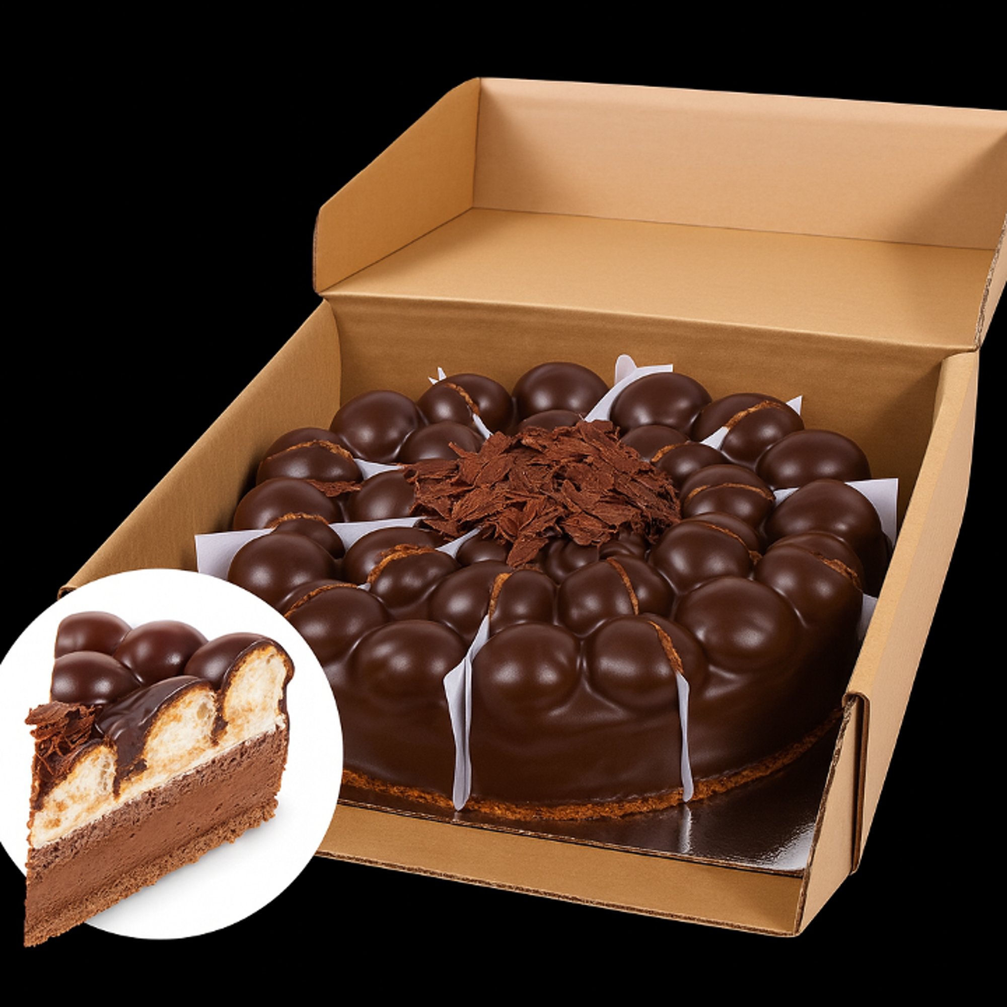 Black Profiterole Slice Cake
