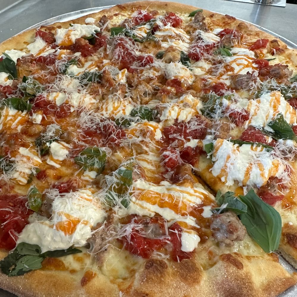 Hot Honey Burrata Chicken Pizza
