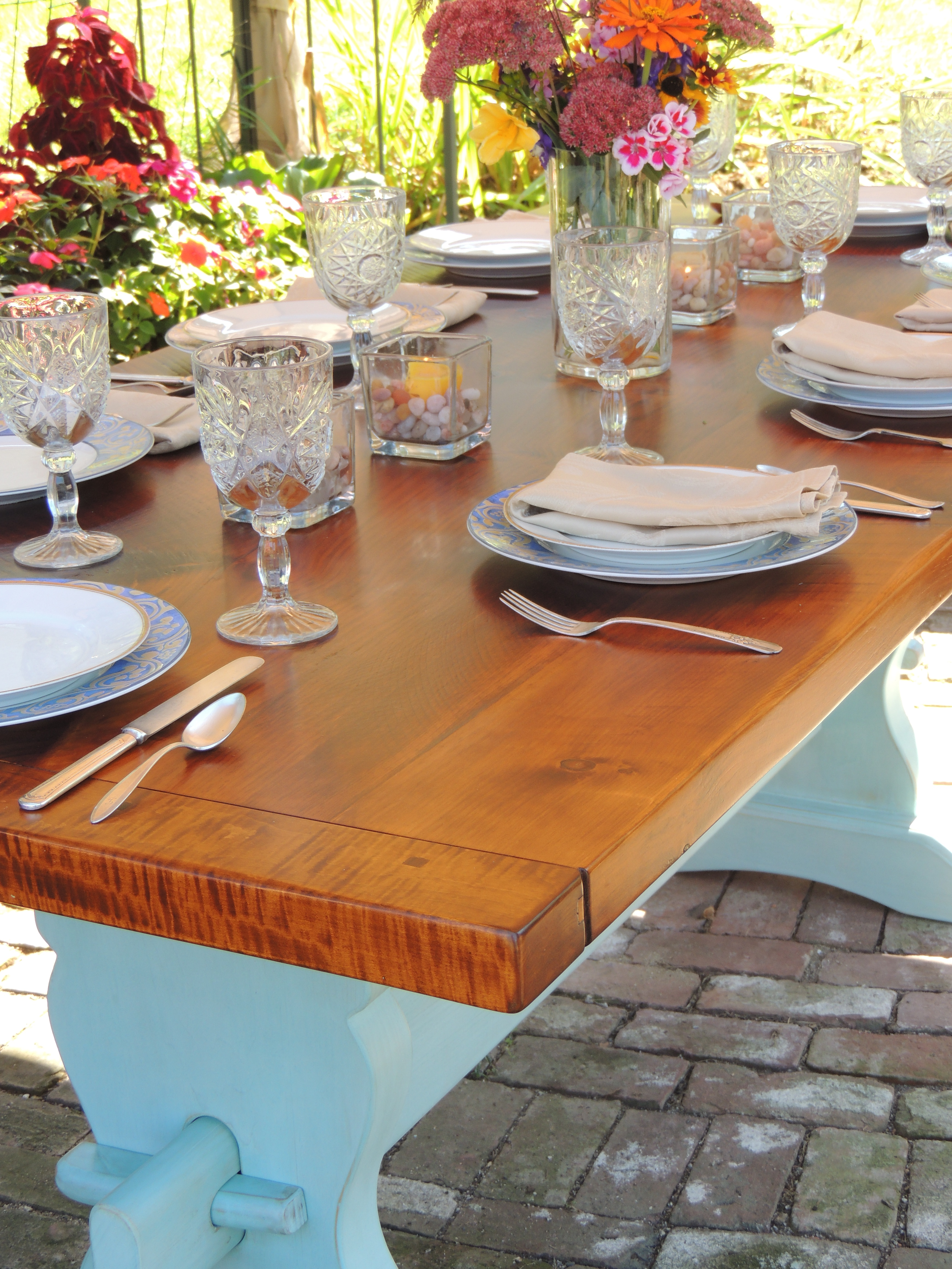 Black Forest trestle table with rustic Pine top
