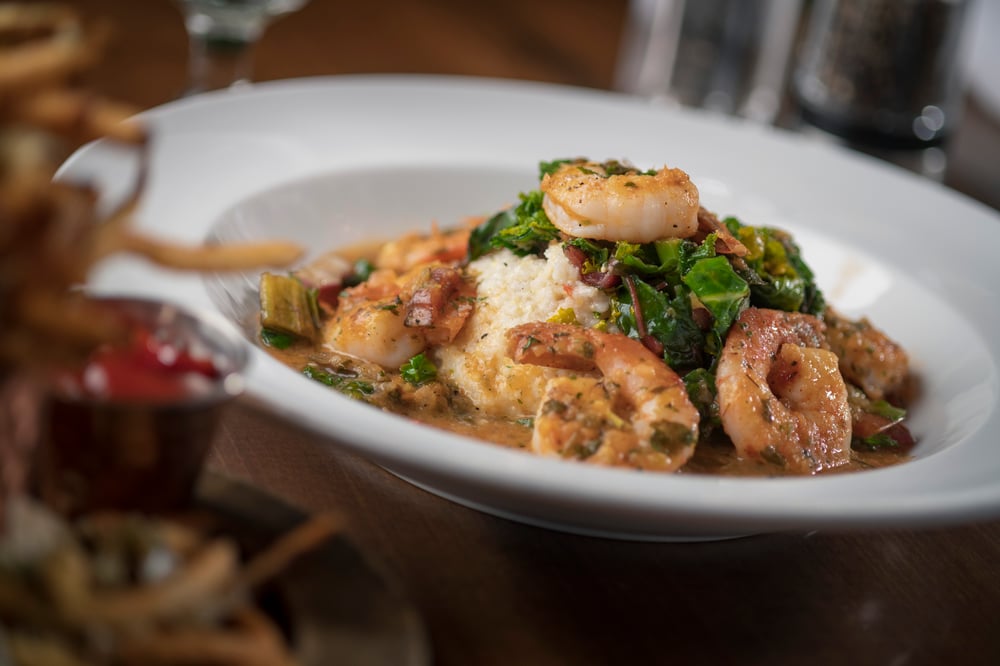 Tiger Prawns (8) & Grits (Gluten Free)