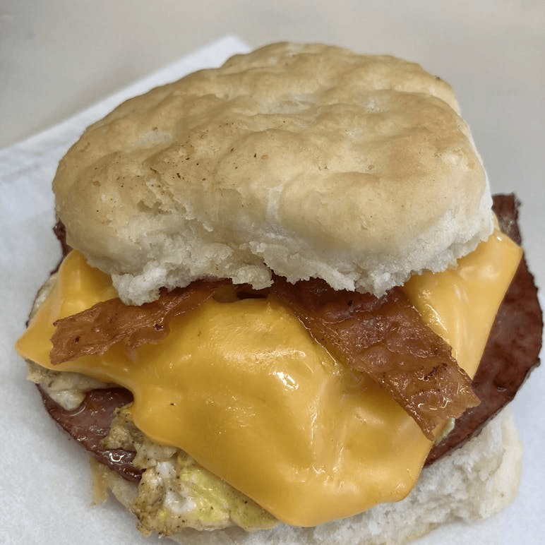 Ham, Bacon, Egg & Cheese Biscuit