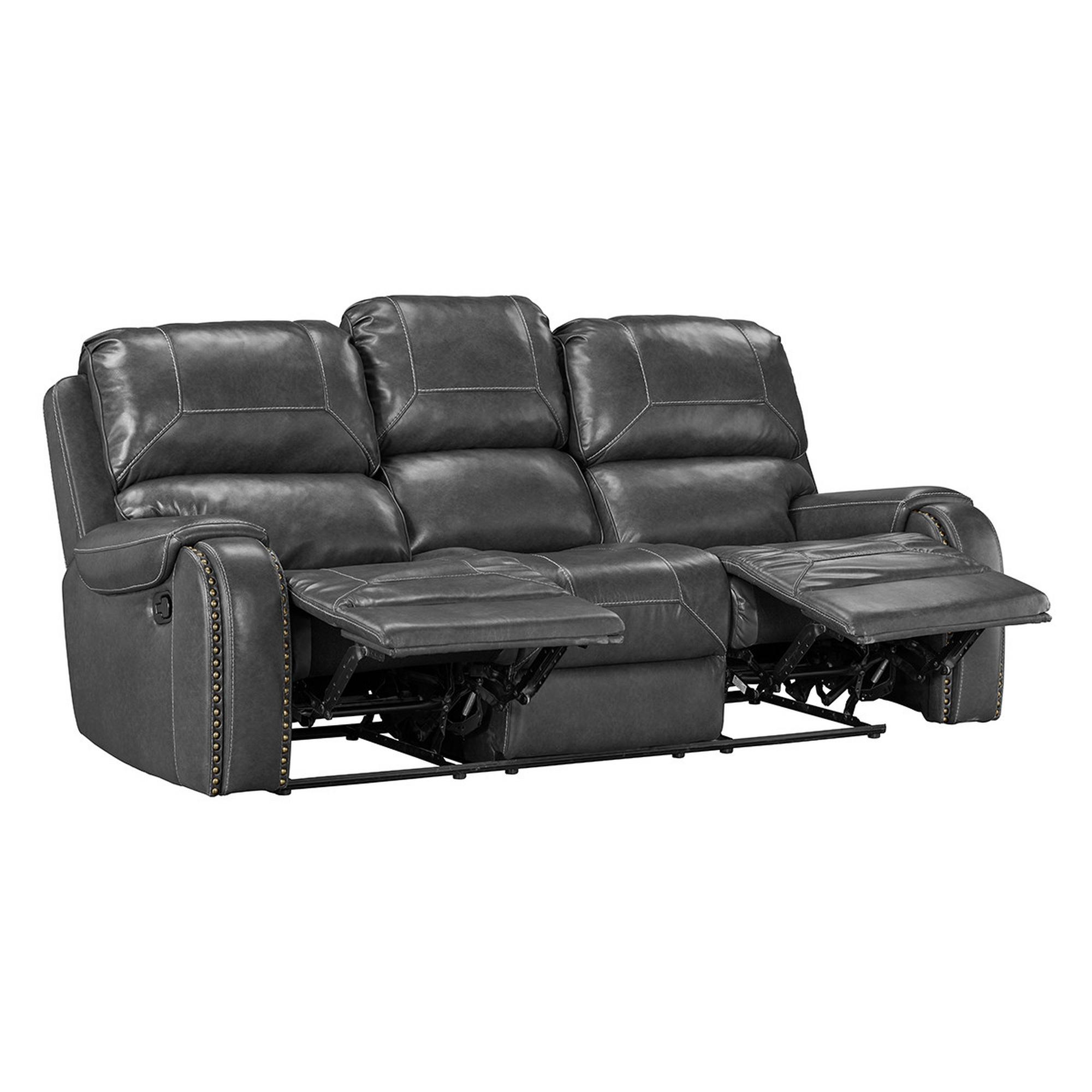 Winslow Grey Reclining Sofa w/Drop Down Table