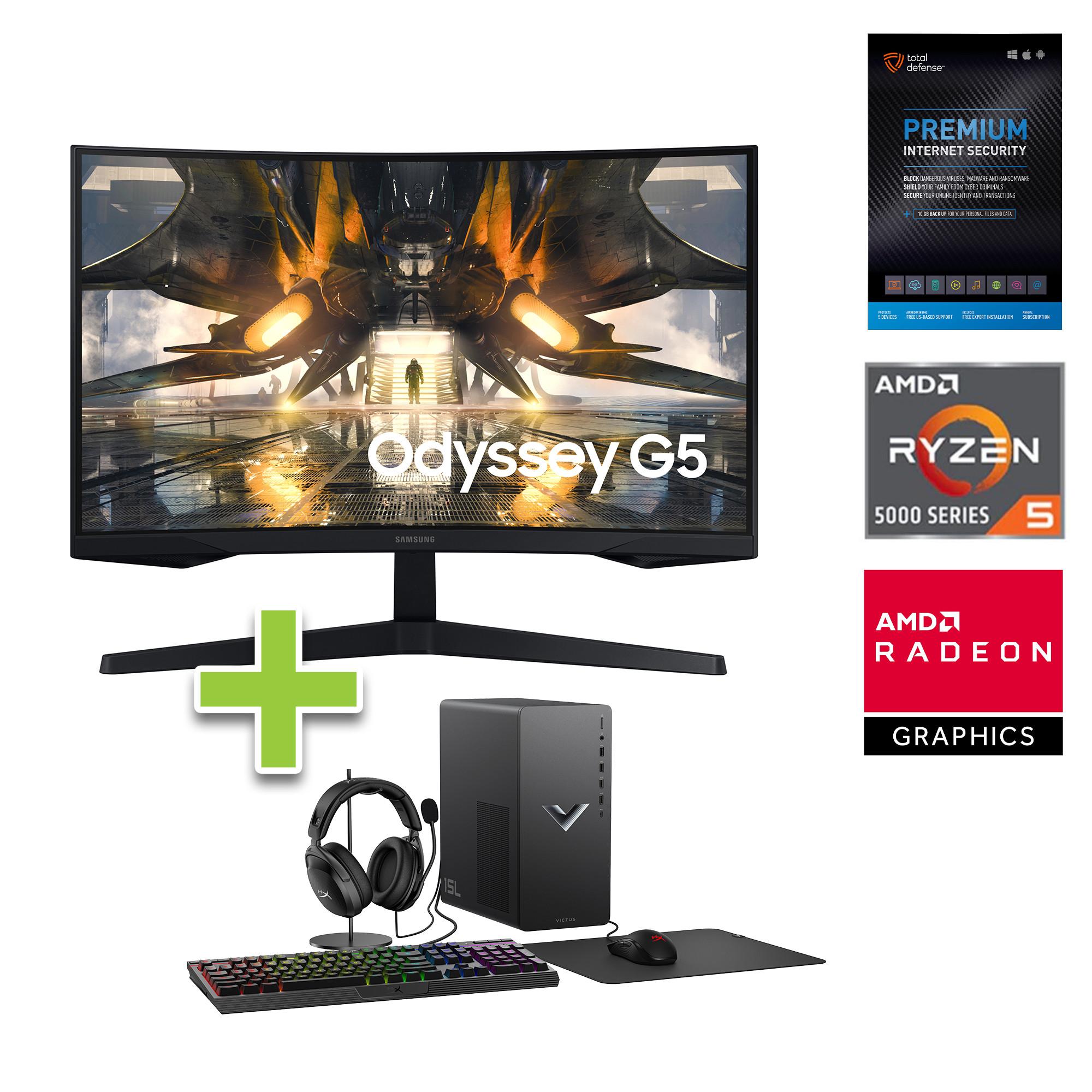 Victus Gaming Desktop with 27" Curved Monitor & Total Defense