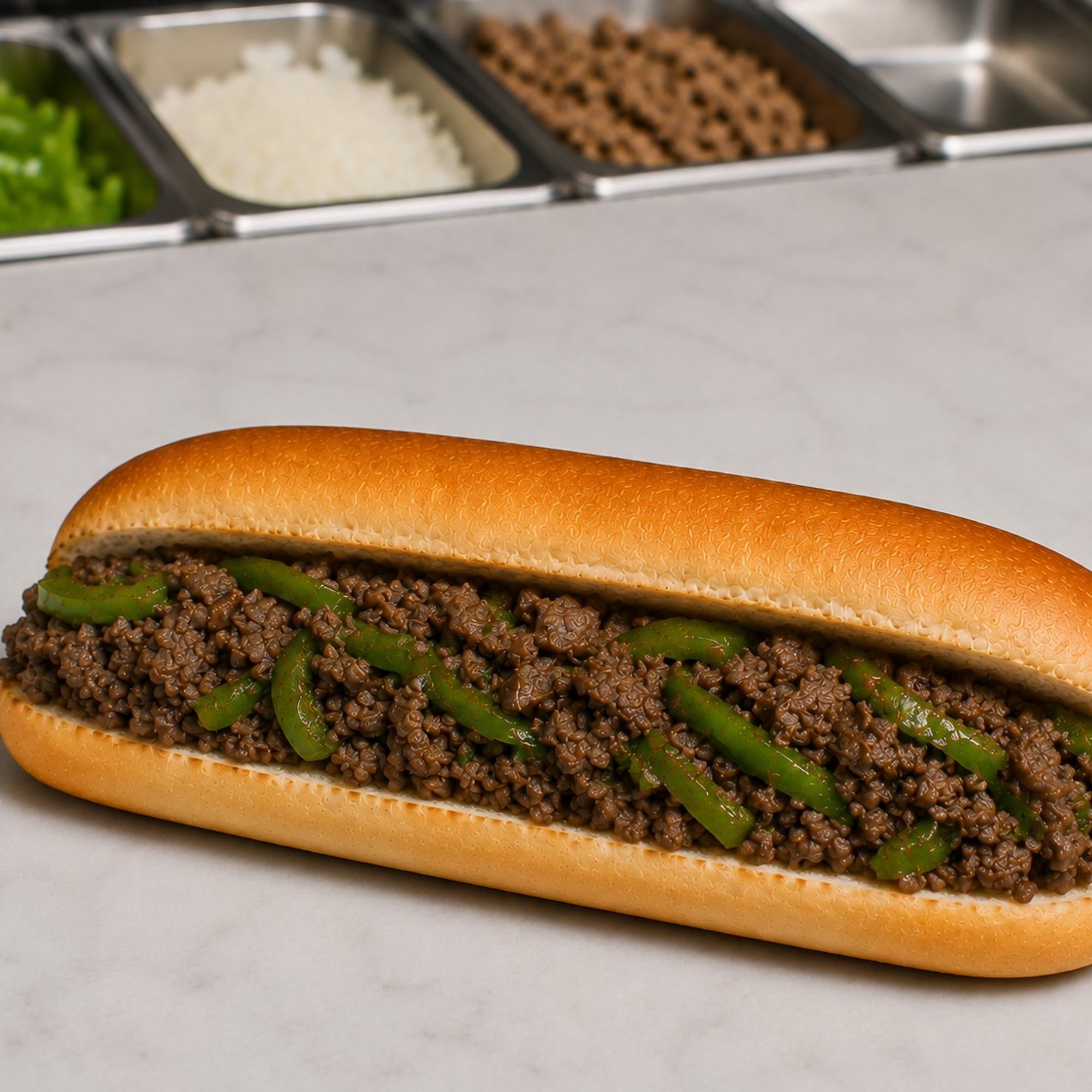 Green Pepper Steak Submarine