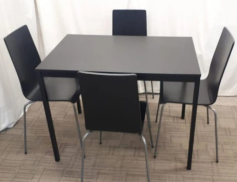 BLACK CANTEEN DINING TABLE AND CHAIRS SET