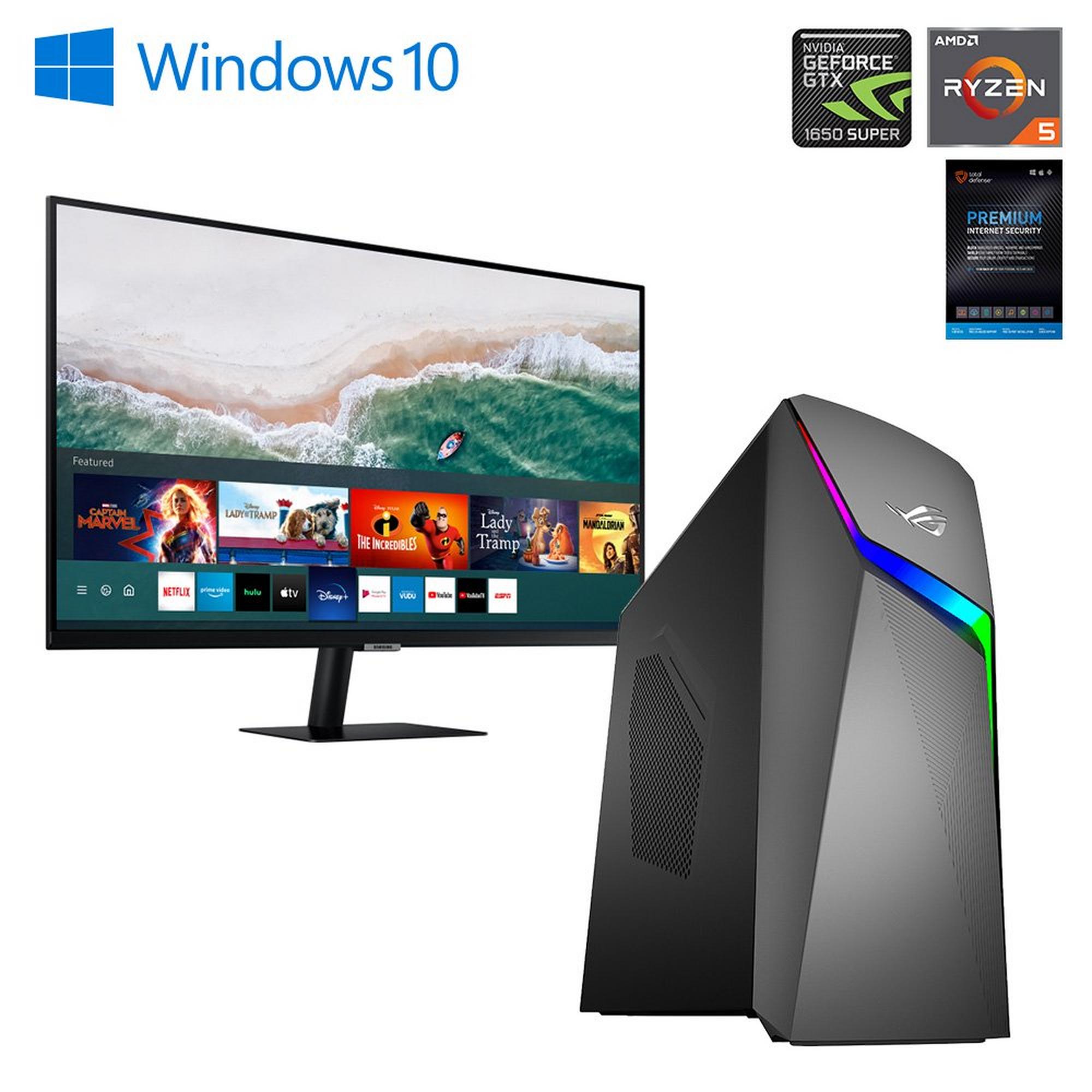 ASUS Gaming Desktop w/ AMD Ryzen™ 5 CPU, 32" Smart Monitor & Total Defense Internet Security
