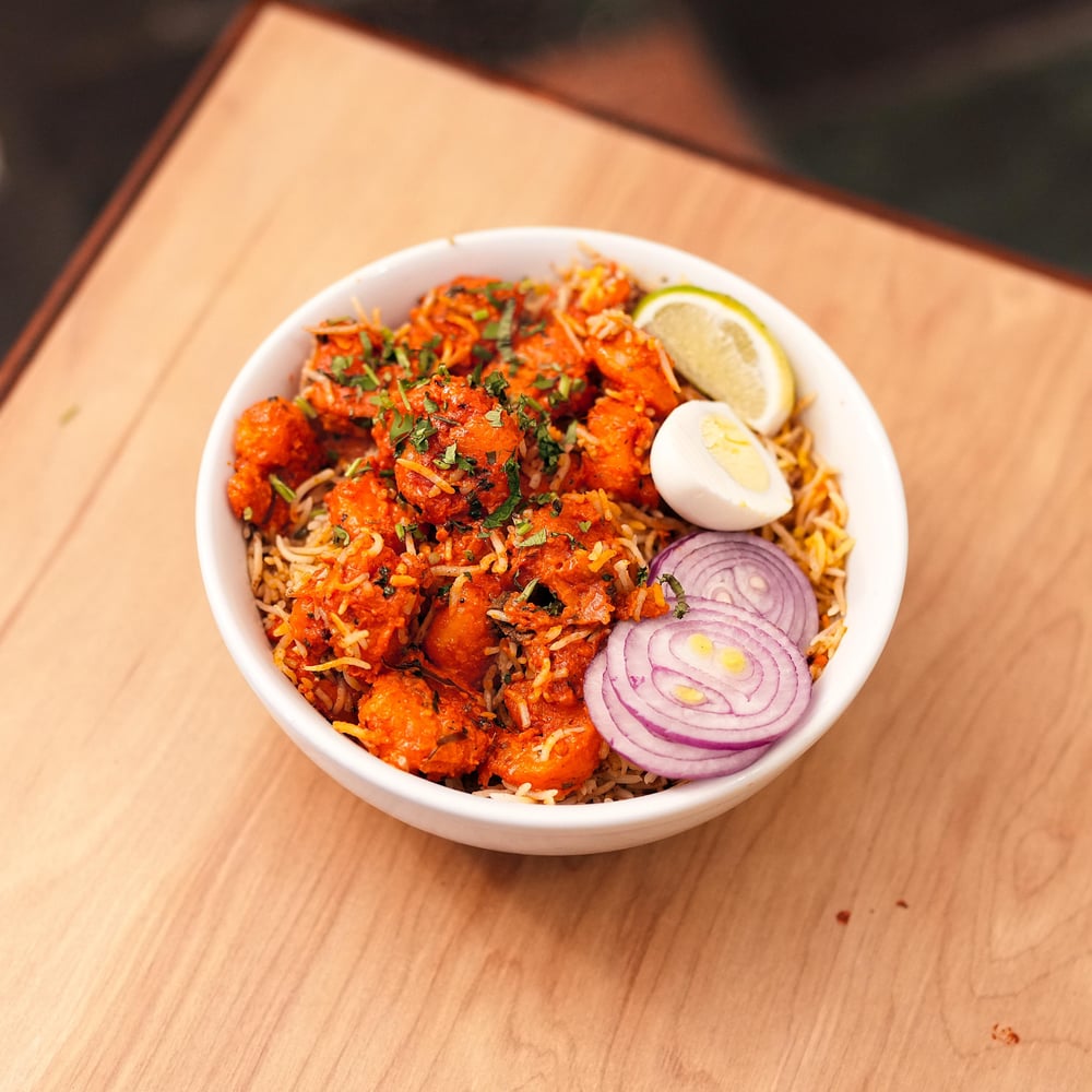 Hyderabadi Shrimp 65 Biryani