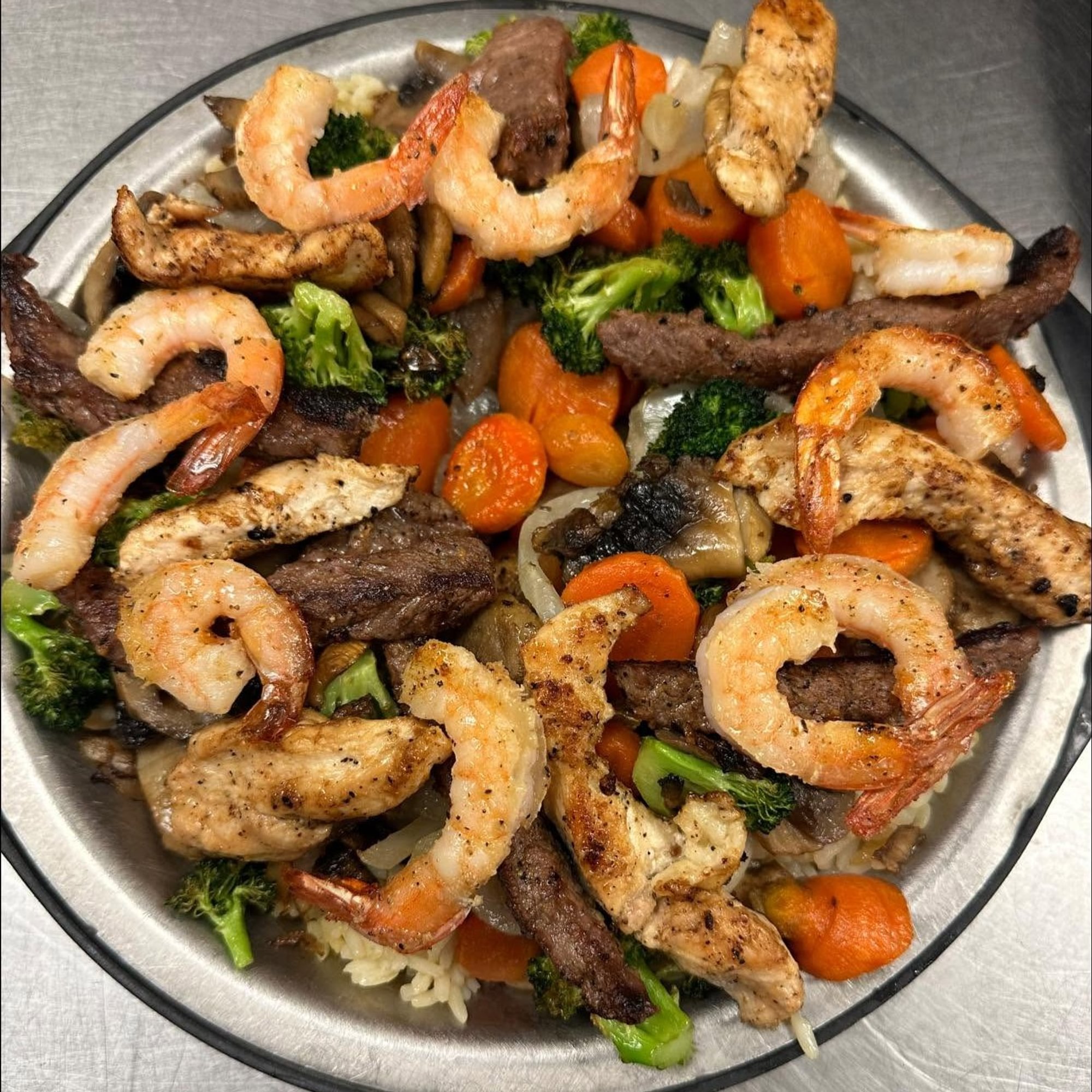 Jumbo Steak, Chicken, & Shrimp Stir-Fry