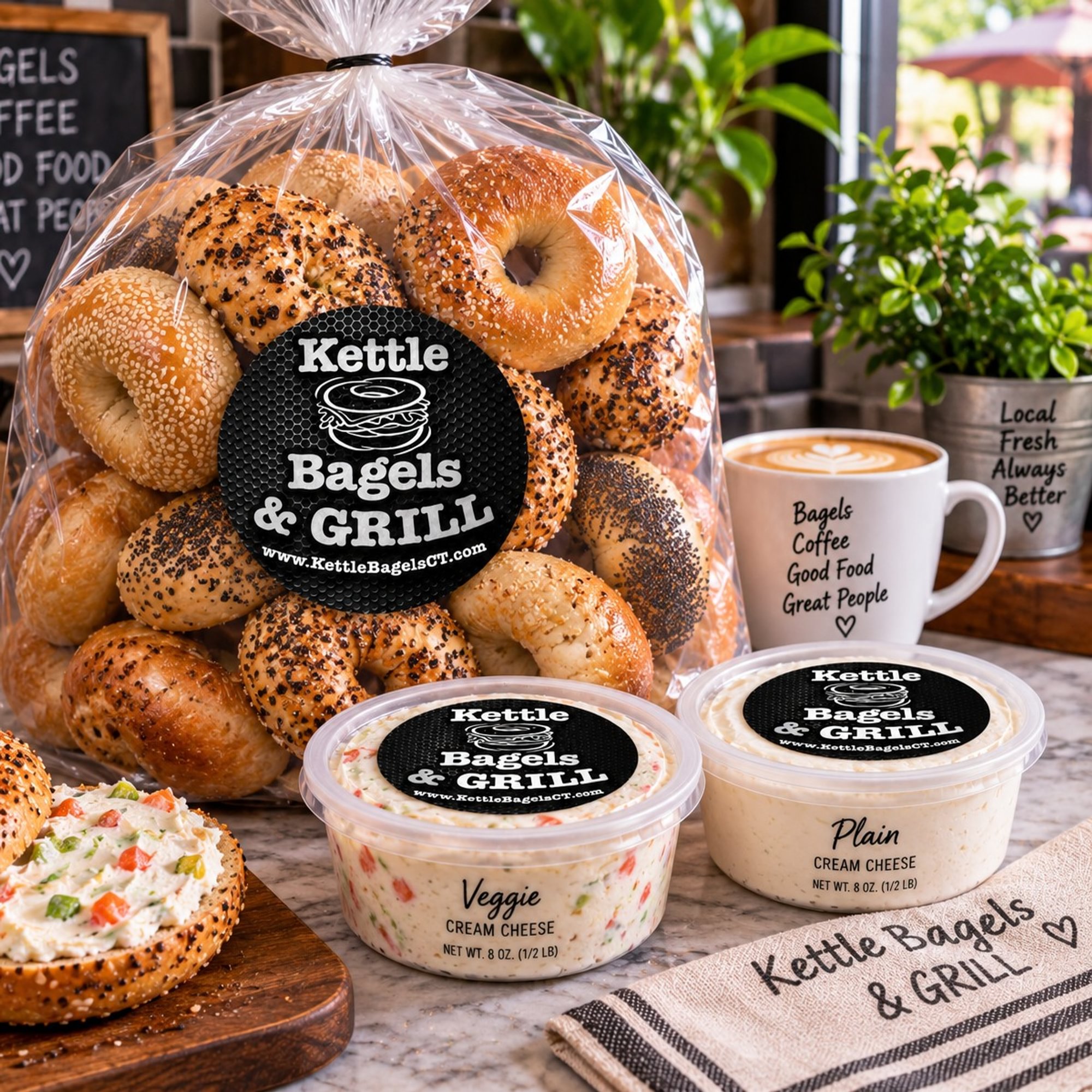 Full Dozen Bagels BUNDLE (12 bagels + TWO 8oz. CC) BEST VALUE!!!