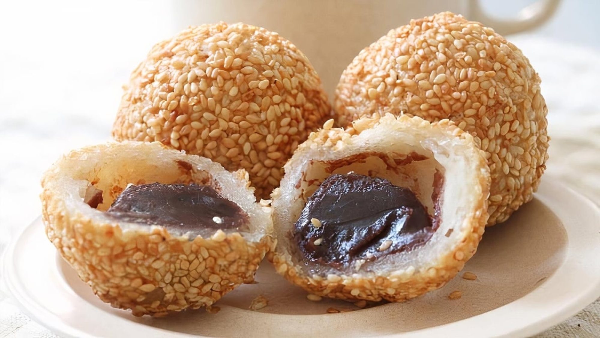 Fried Sesame Ball with Red Bean Paste (3)