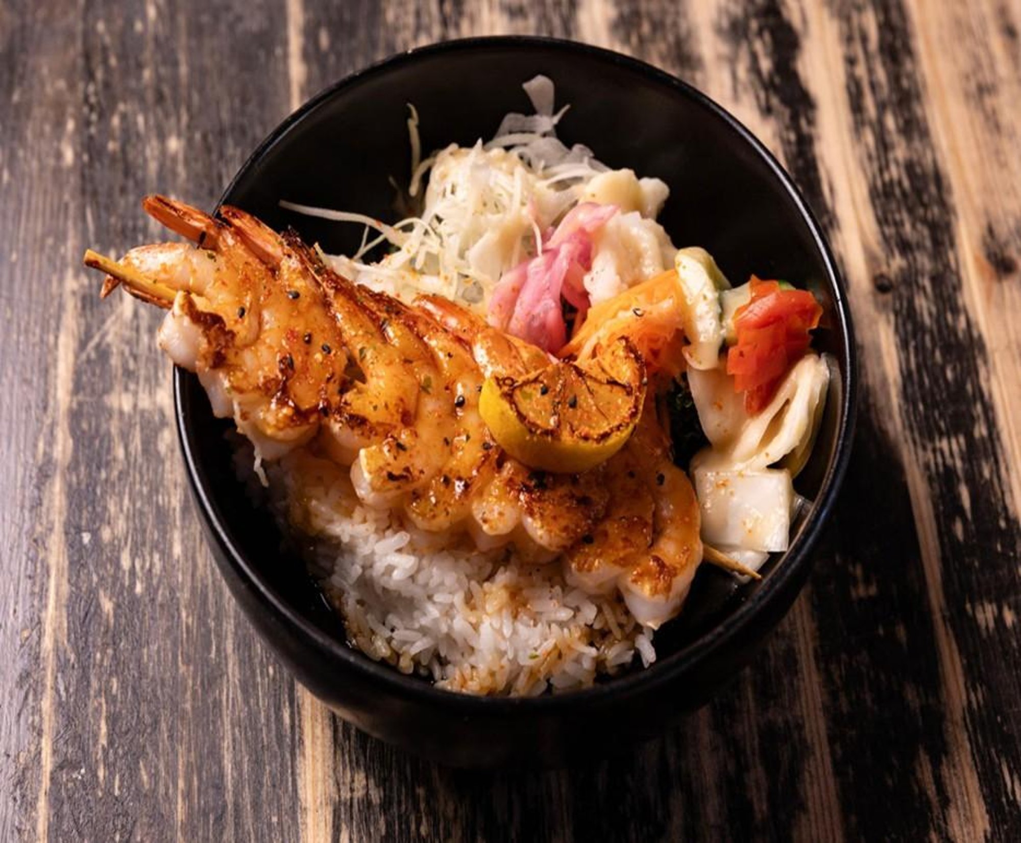Yaki Shrimp Skewer Rice Bowl