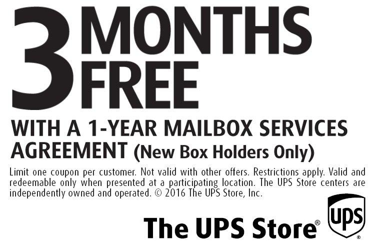 3 Months Free with a 1-year mailbox service agreement (new box holders only)