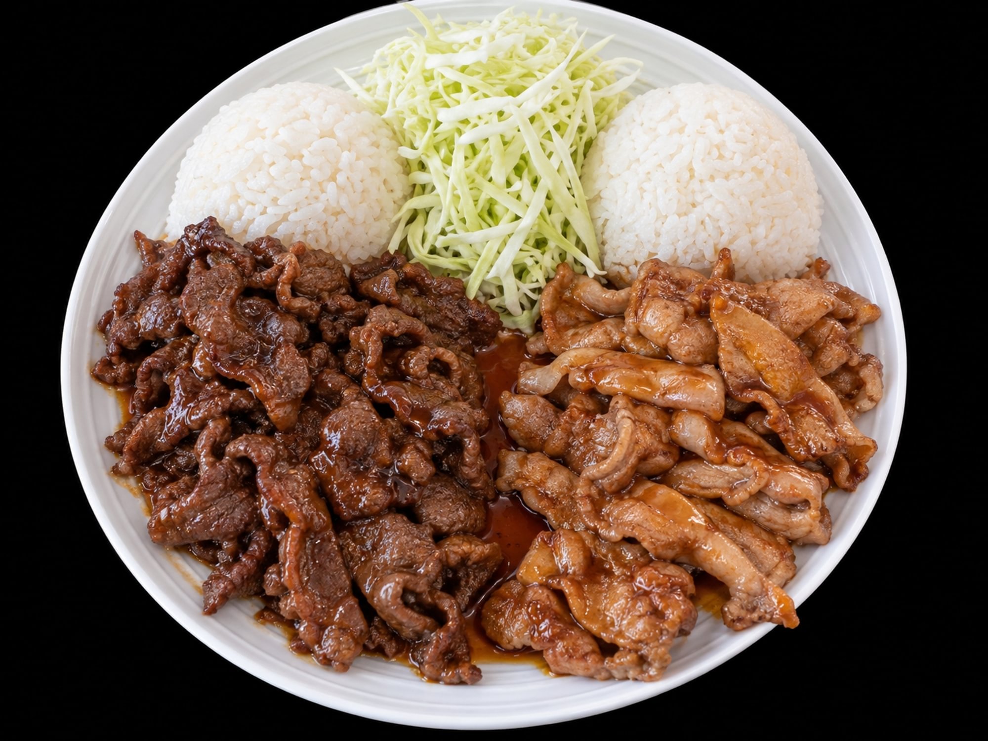 Beef Teriyaki + Pork Teriyaki