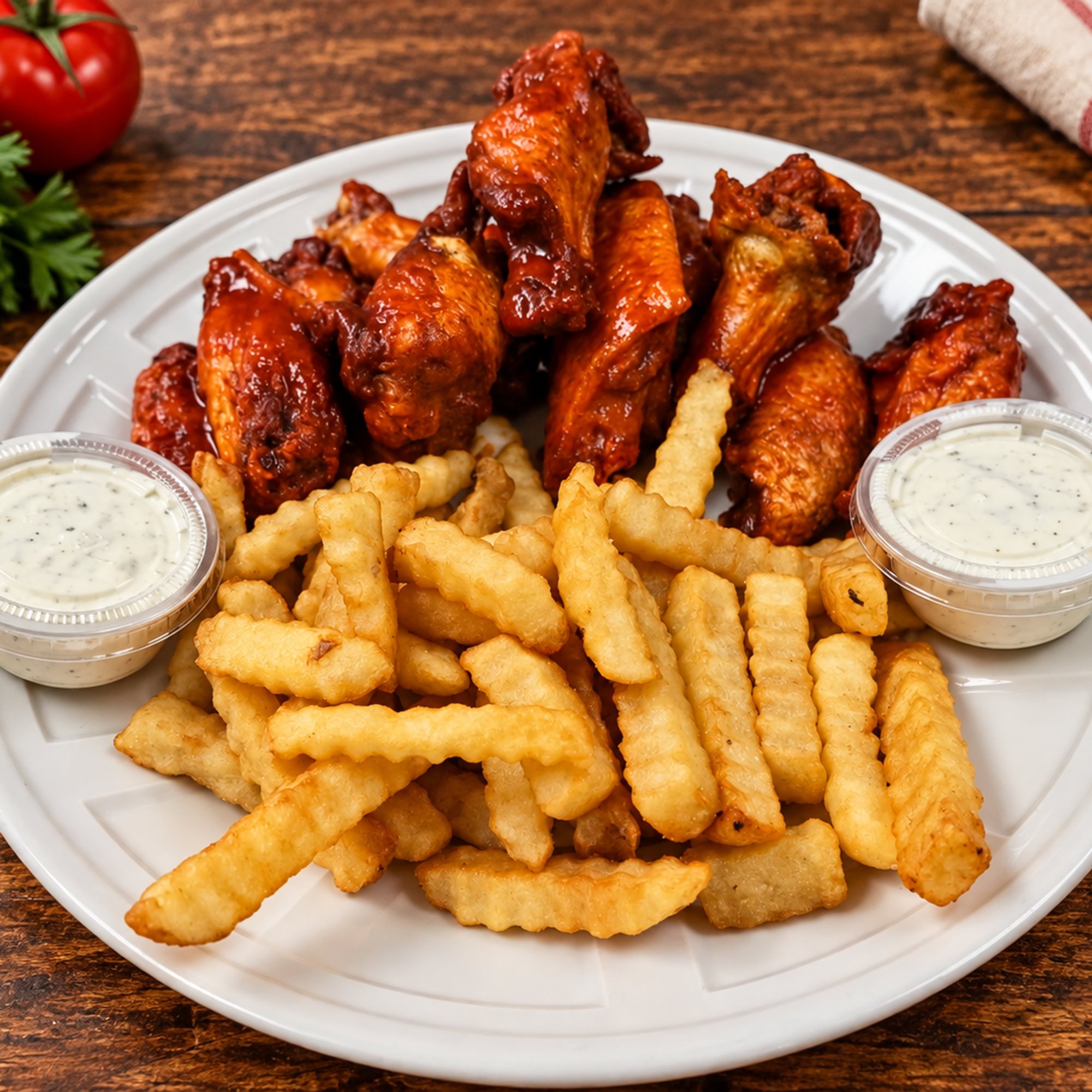 12 Wings with Fries and Ranch Dressing