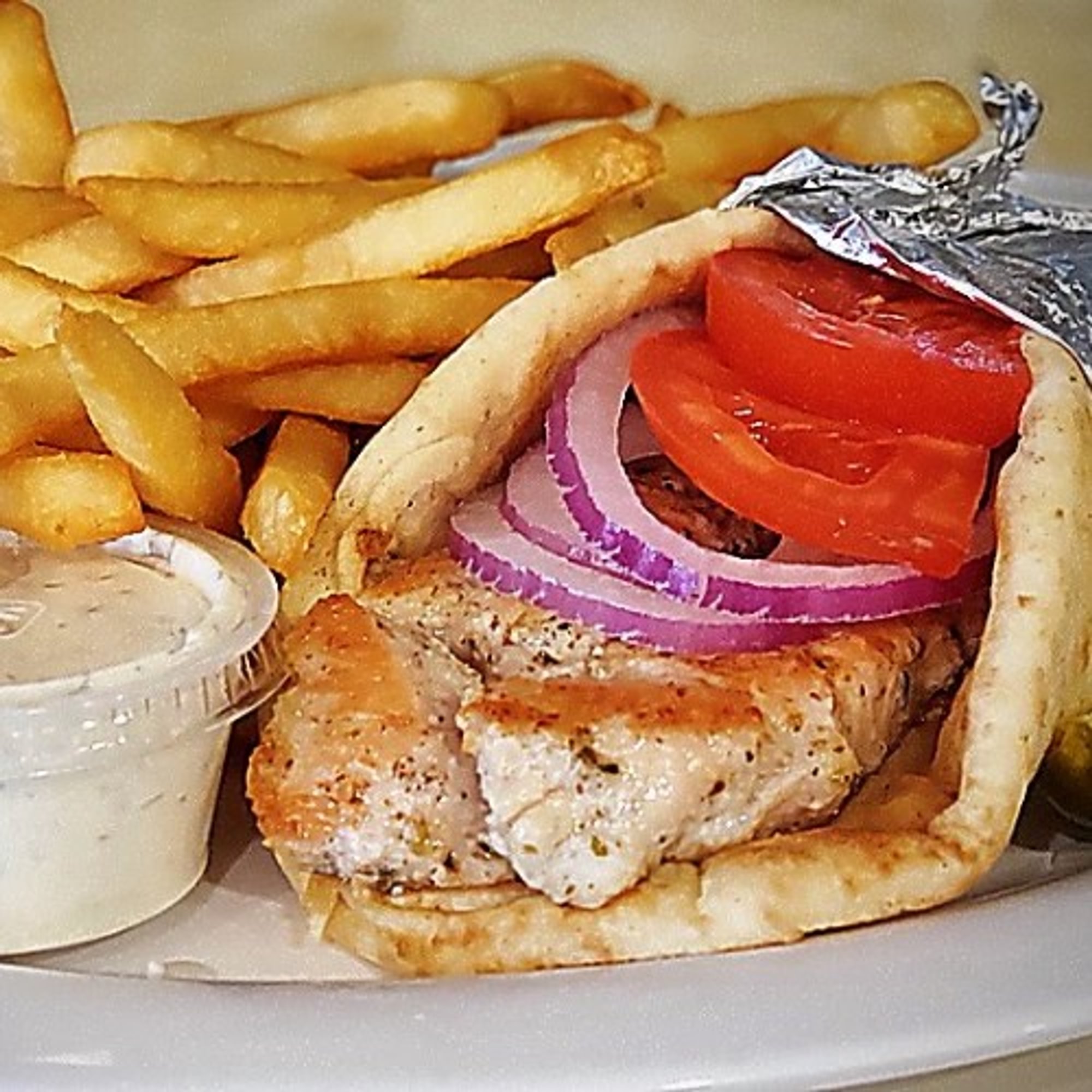 Chicken Souvlaki on Pita
