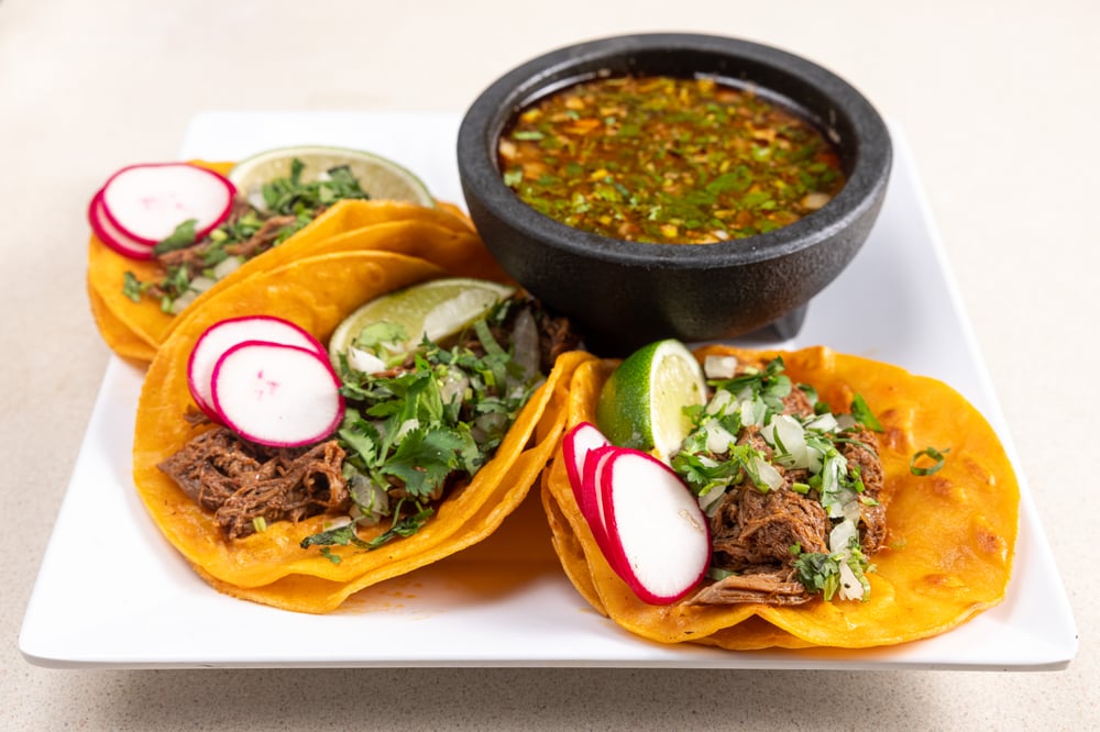 3 Birria Tacos with Consomé