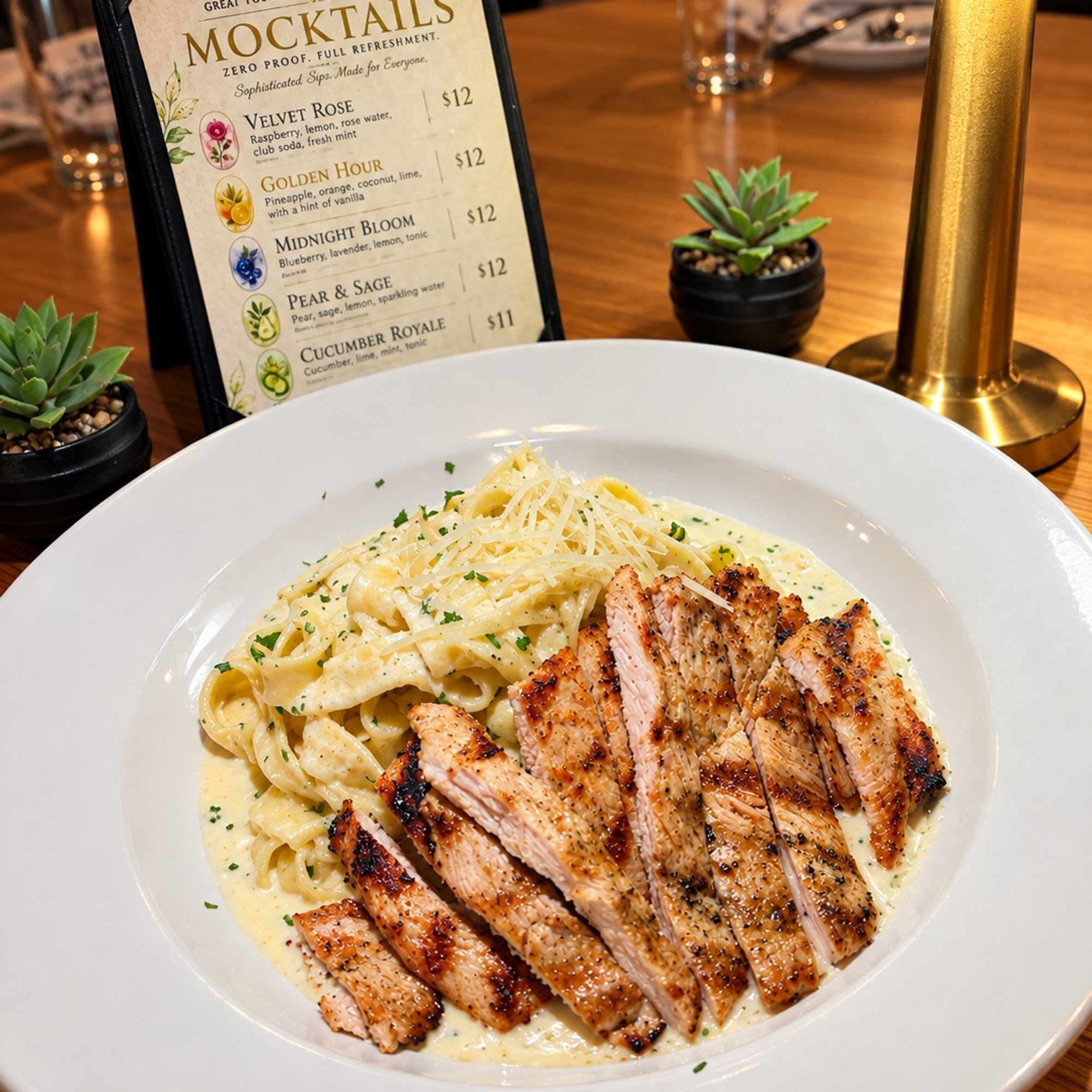 Chicken Alfredo Over Fettuccine